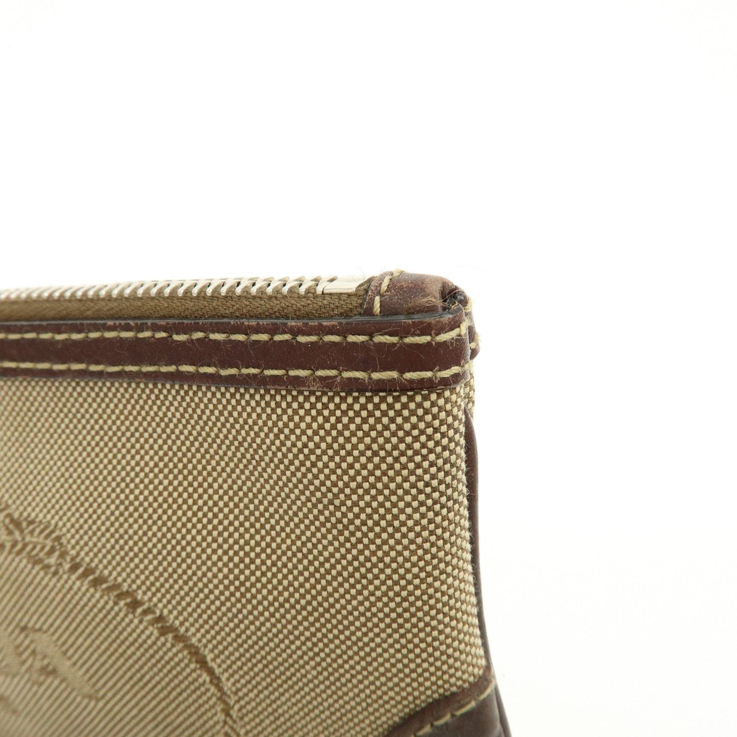 Prada Logo Jacquard Leather Pouch Cosmetic Case Beige Brown【Pre-order】