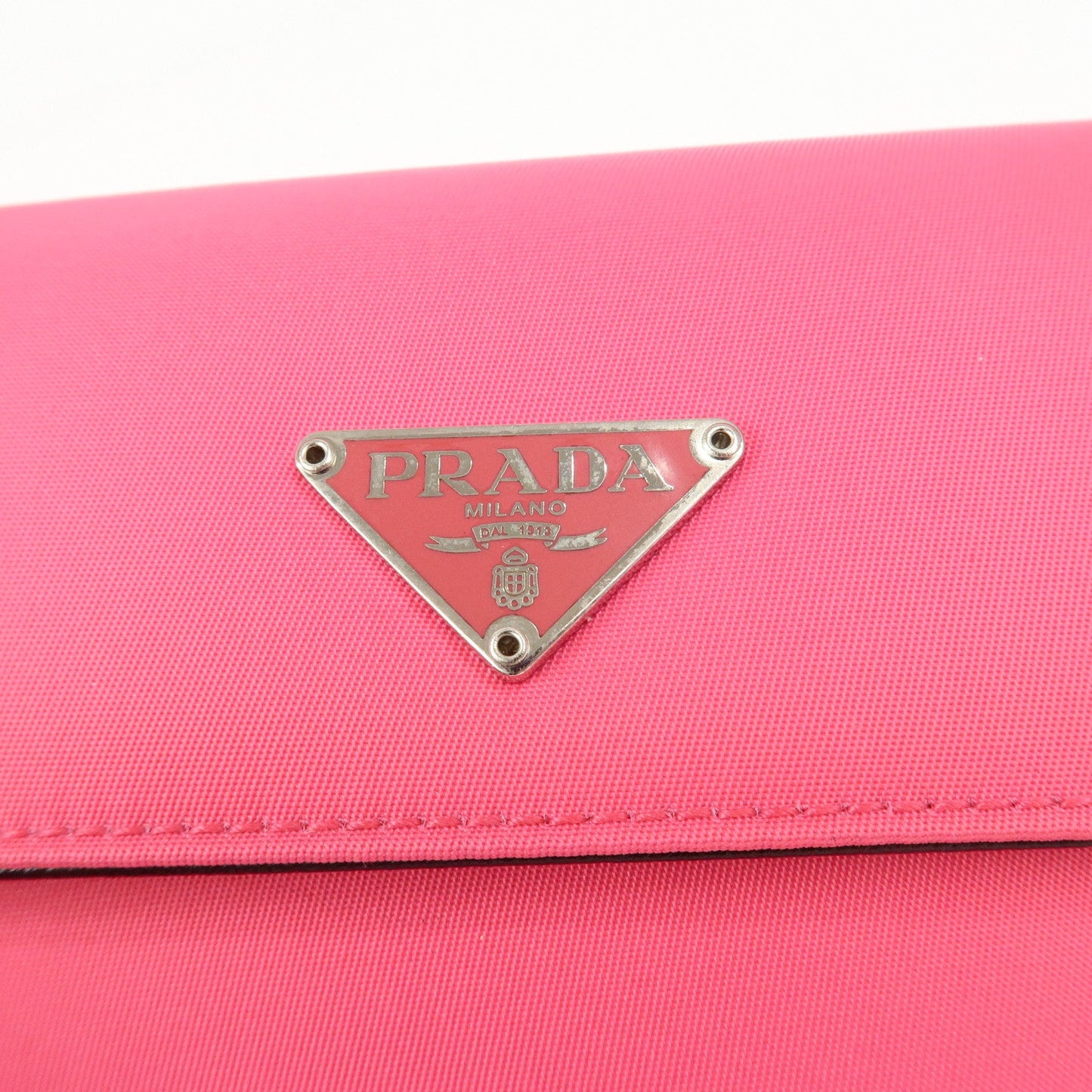 Prada Triangle Logo Tessuto Nylon Mini Compact Wallet Neon Pink【Pre-order】