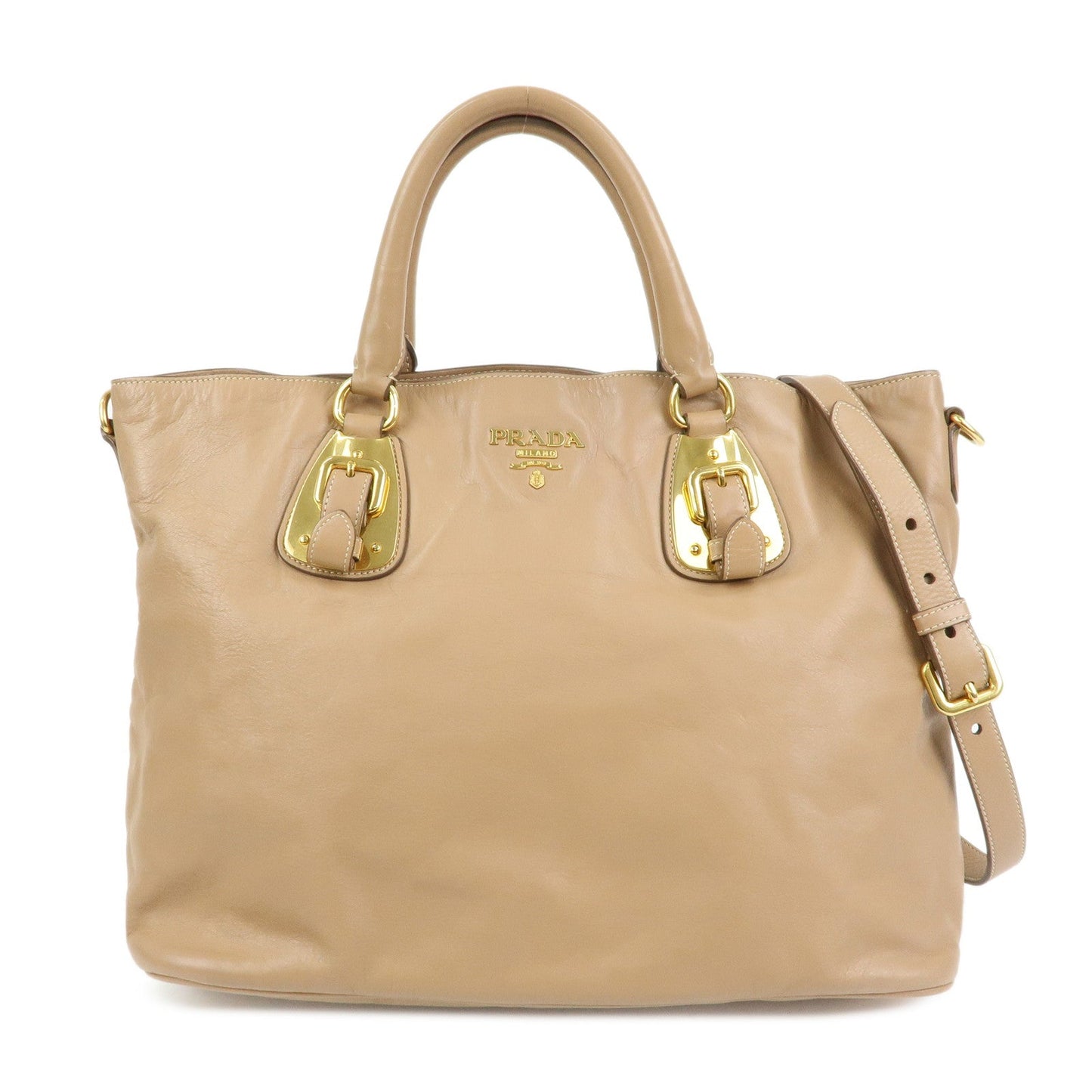 Prada Soft Calf Leather 2Way Hand Shoulder Bag Light Brown BN1902【Pre-order】