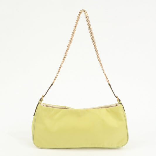 Prada Triangle Logo Nylon Leather Shoulder Bag Yellow BR0107【Pre-order】