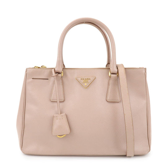 Prada Traingle Logo Galleria 2Way Bag Hand Bag Pink Beige1BA863【Pre-order】