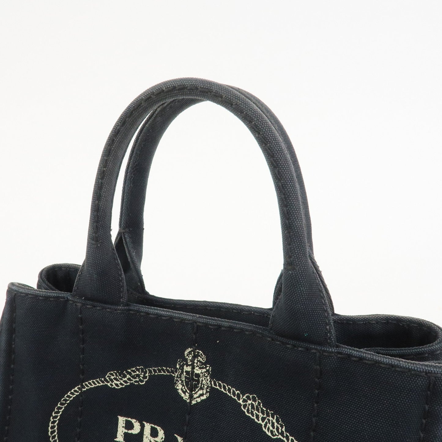 Prada Canapa Mini Triangle Logo Canvas 2Way Hand Bag Black 1BG439【Pre-order】
