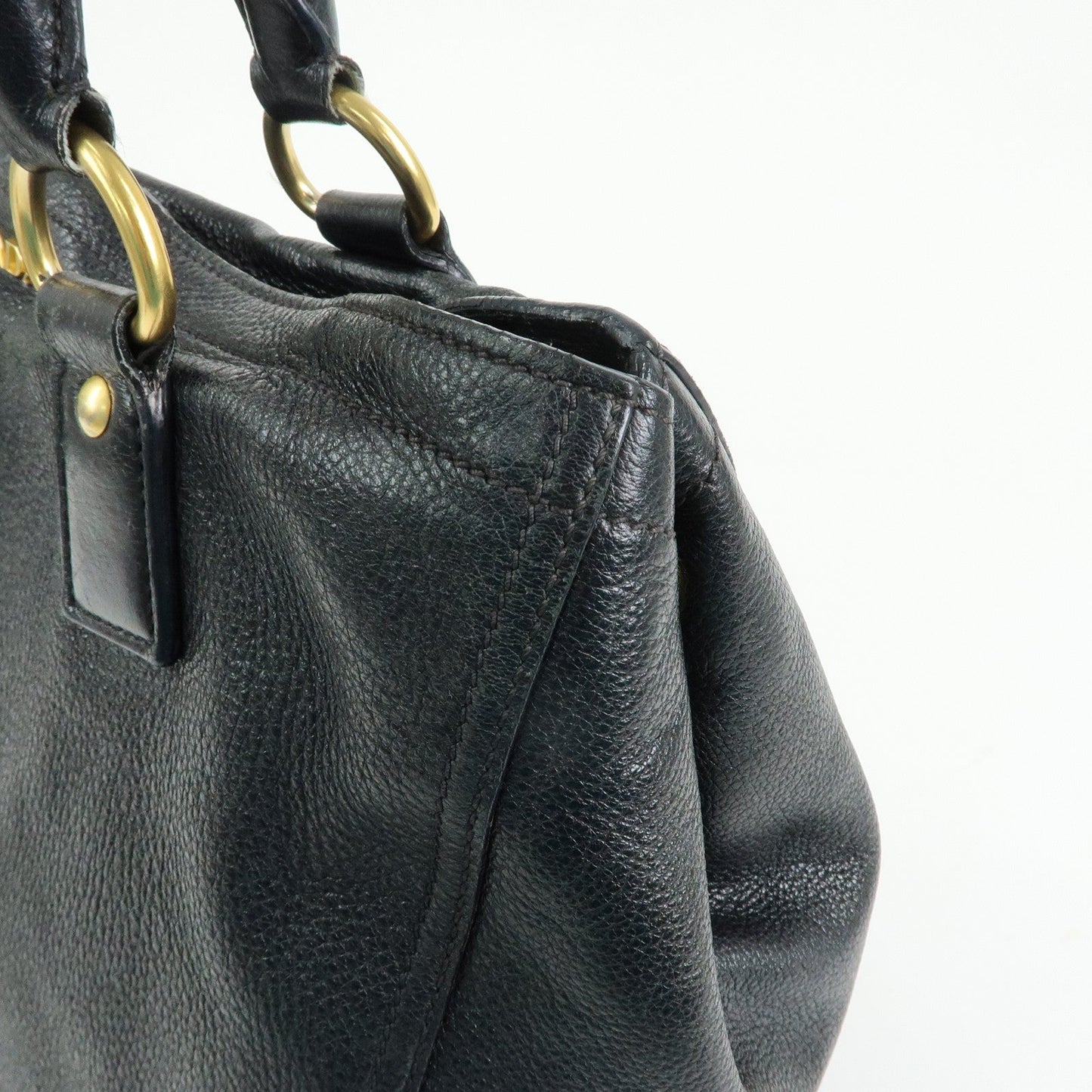 Prada Logo Leather 2Way Bag Hand Bag Shoulder Bag Black BR4083【Pre-order】