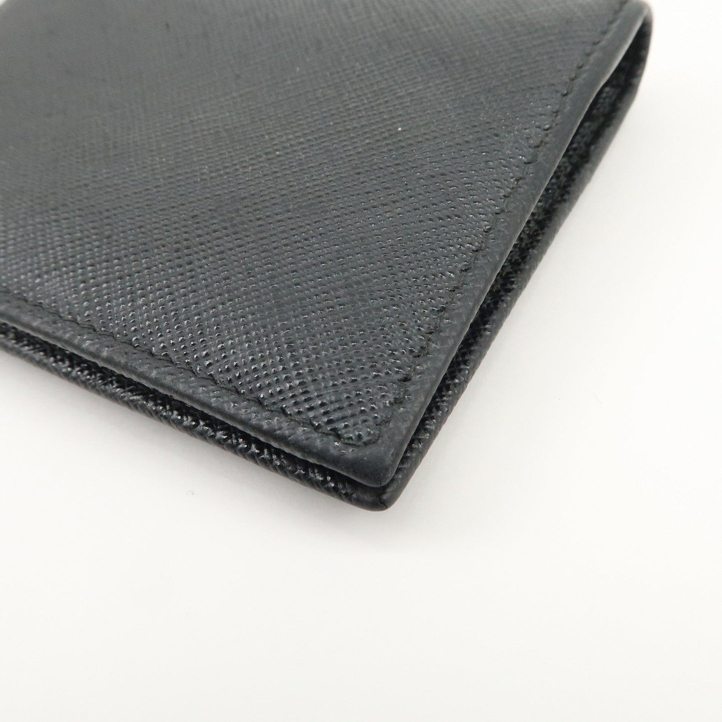 Prada Triangle Logo Saffiano Leather Bi-Fold Compact Wallet Black【Pre-order】