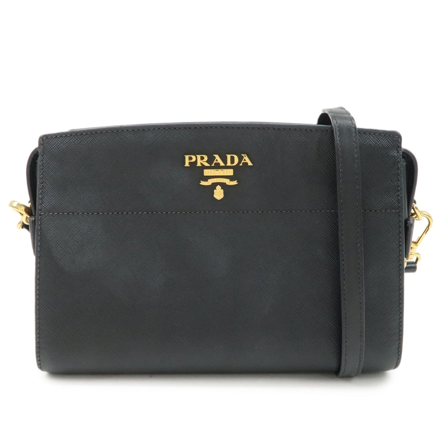 Prada Logo Saffiano Leather Shoulder Bag Gold HDW Black【Pre-order】