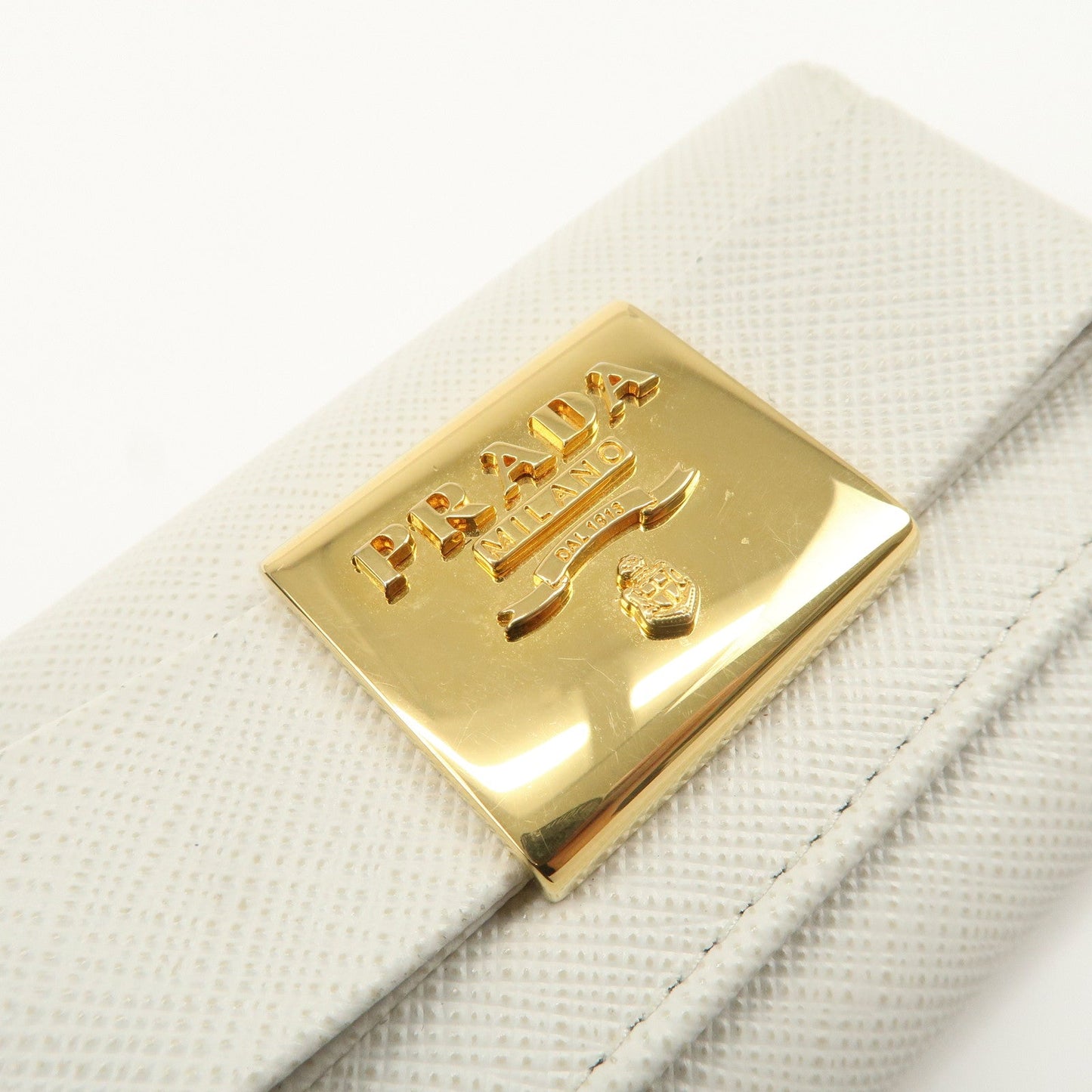 Prada Ribbon Saffiano Leather Key Case Key Holder White【Pre-order】