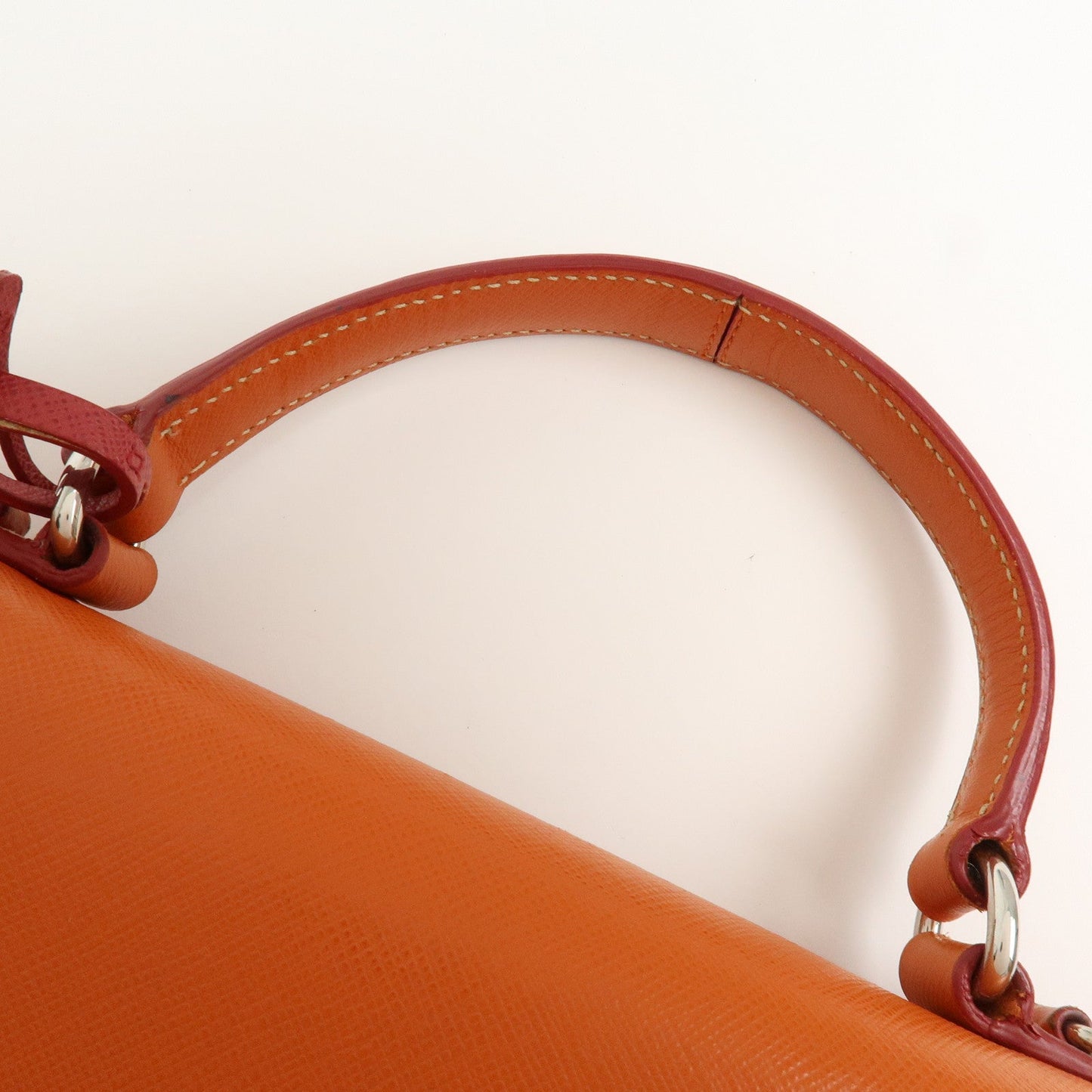 Prada Saffiano Leather 2 Way Bag Tote Bag Shoulder Bag Orange Red【Pre-order】