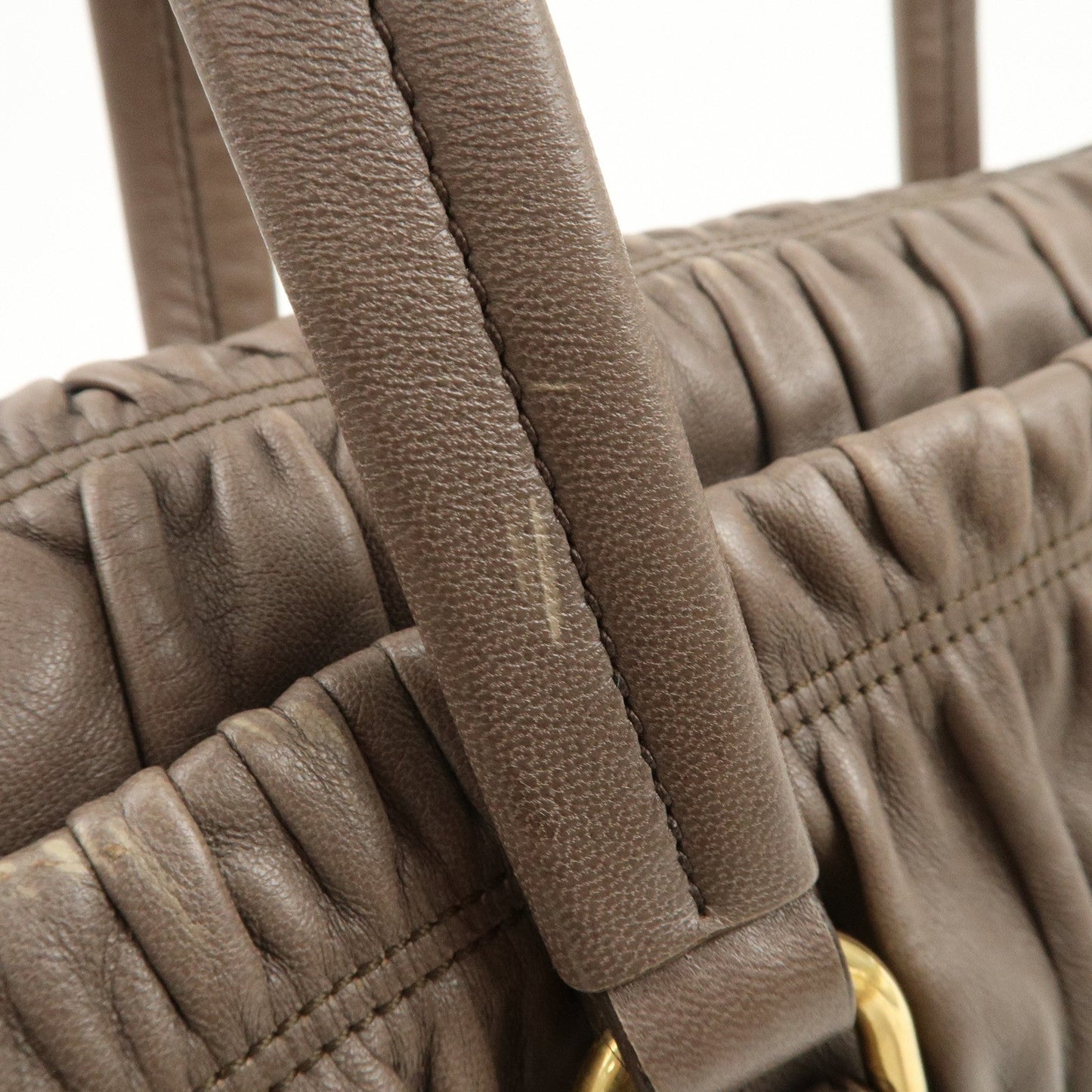 Prada Logo Nappa Gaufre Leather Shoulder Bag Greige BR4443【Pre-order】