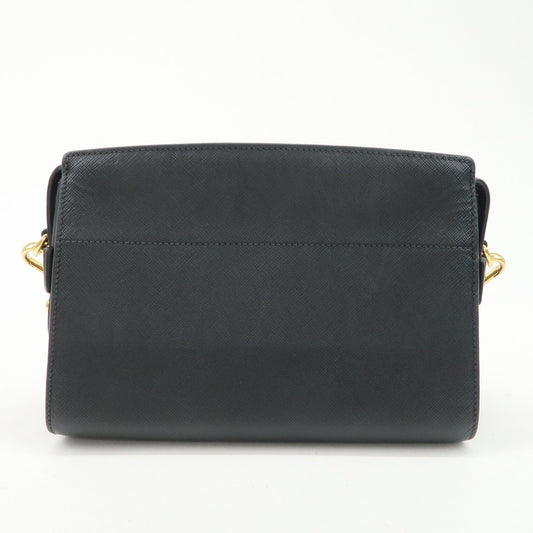Prada Logo Saffiano Leather Shoulder Bag Gold HDW Black【Pre-order】