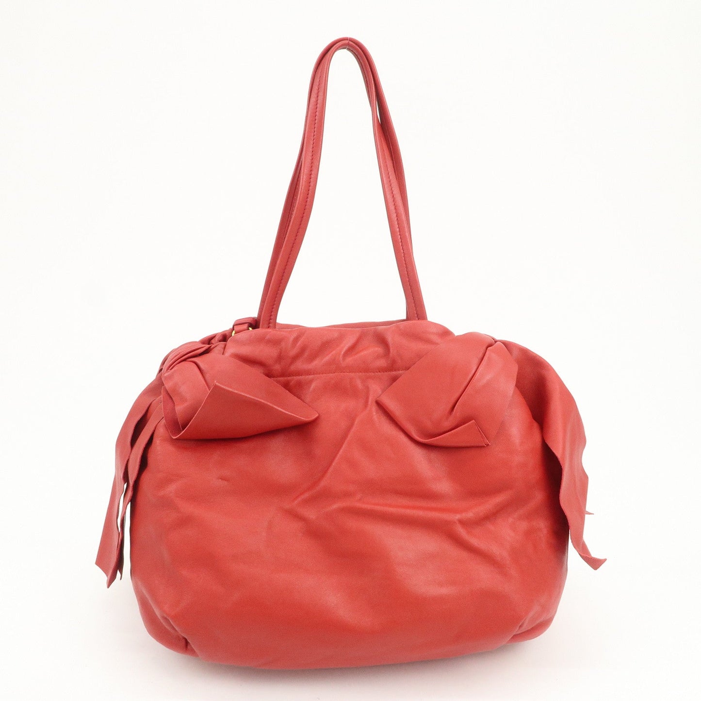 Prada Logo Leather 2Way Bag Hand Bag Shoulder Bag Red BR4205【Pre-order】