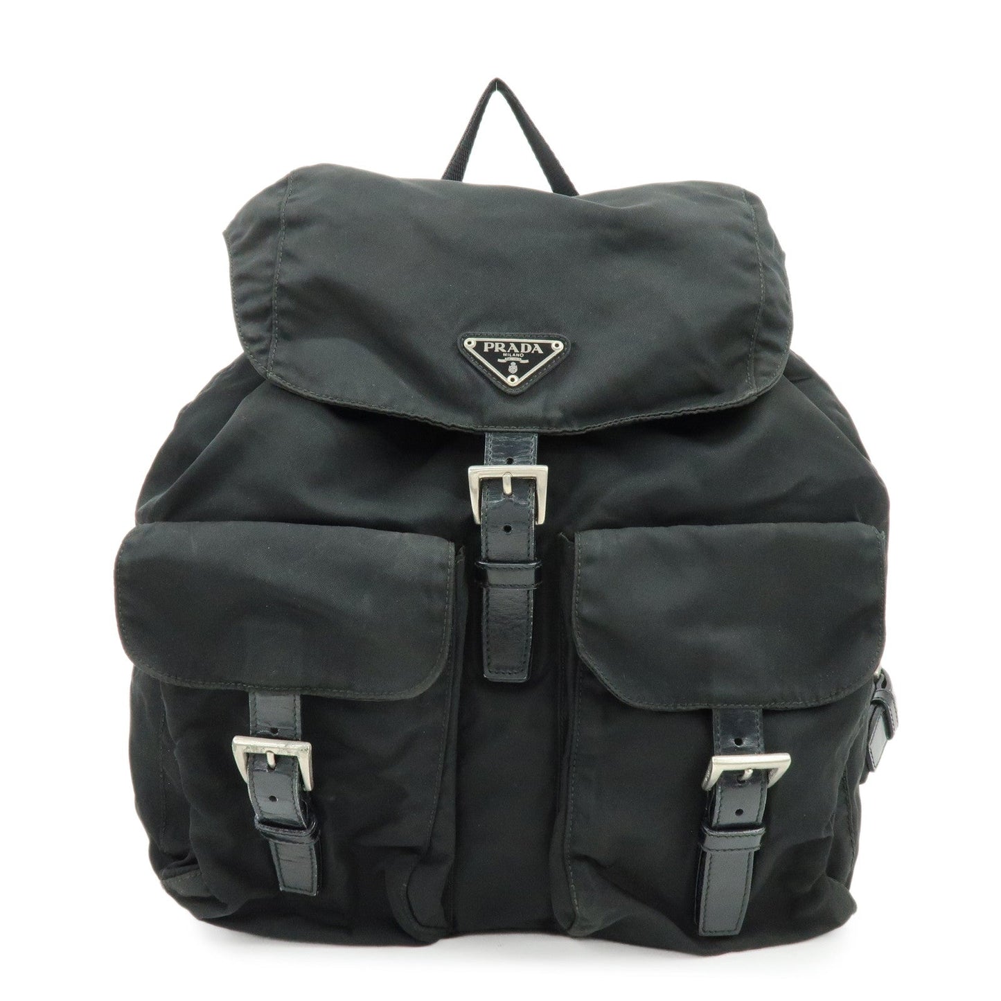 Prada Triangle Logo Nylon Leather Backpack Rucksuck Black【Pre-order】
