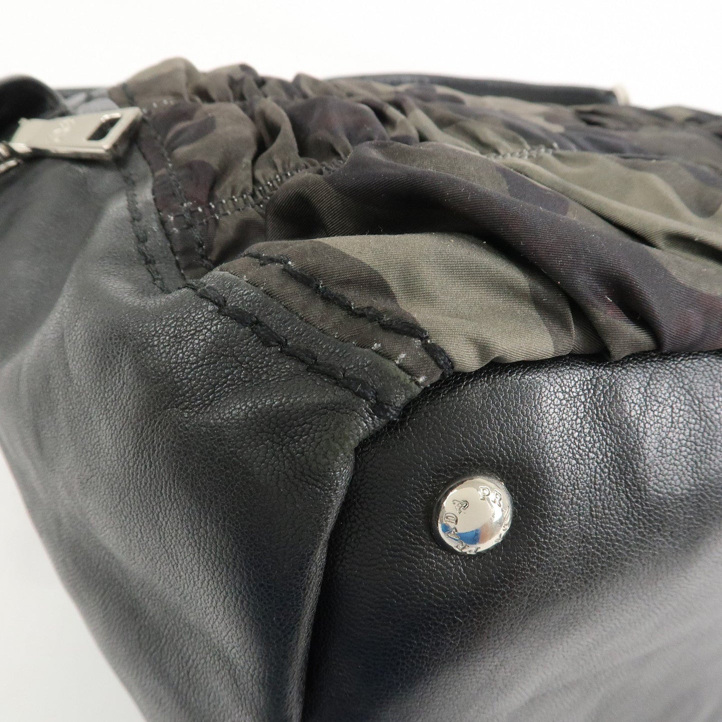 Prada Logo Nylon Leather Gathered 2Way Shoulder Hand Bag BN4586【Pre-order】