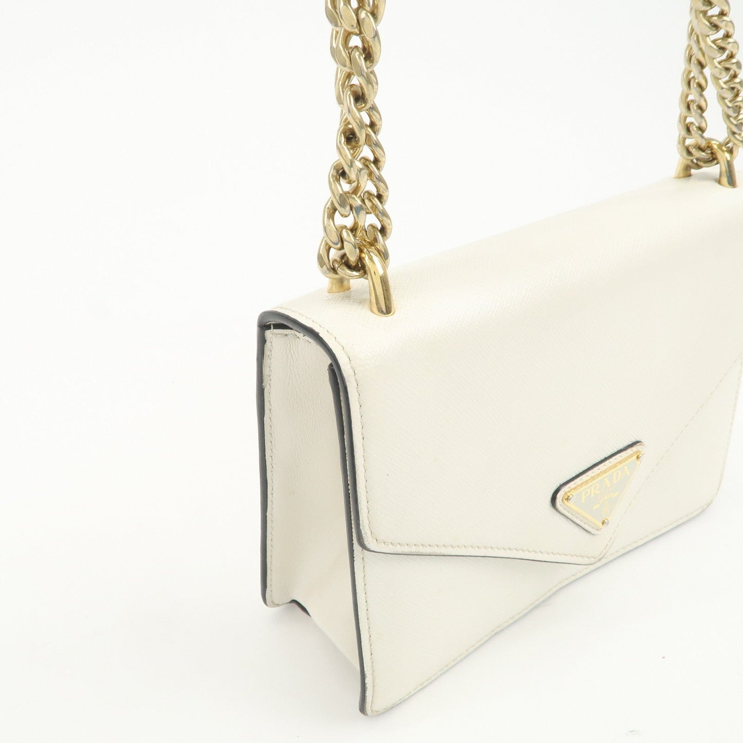 Prada Triangle Logo Saffiano Leather Chain Shoulder Bag 1BD200【Pre-order】