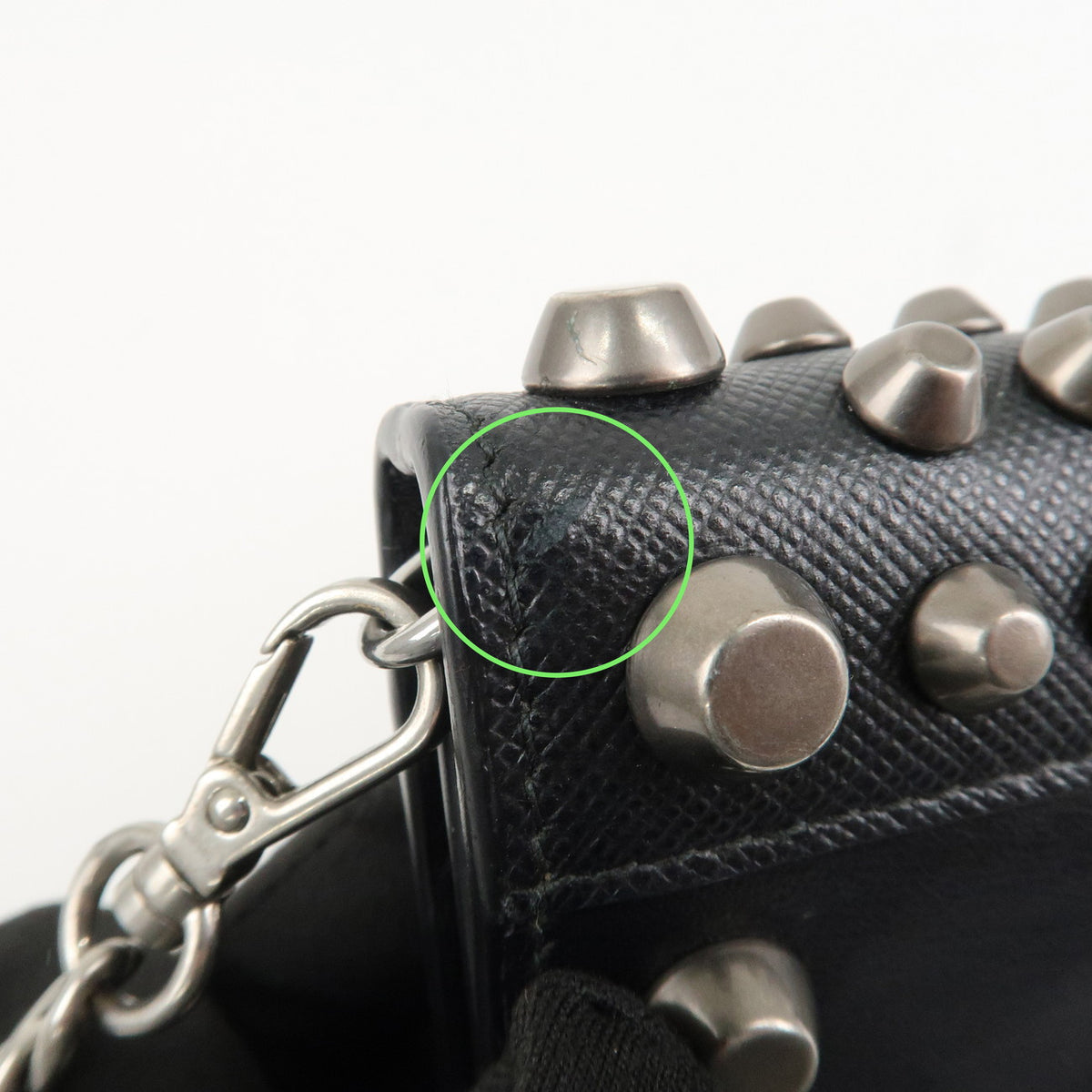 Prada Leather Studs Chain Wallet Chain Bag Black Used【Pre-order】