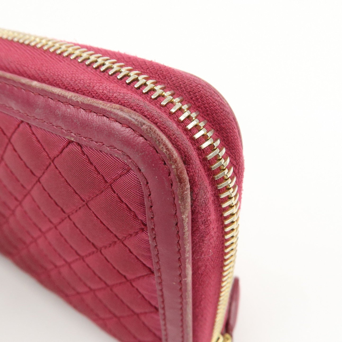 Prada Nylon Leather Round Zippy Wallet Long Wallet Pink【Pre-order】