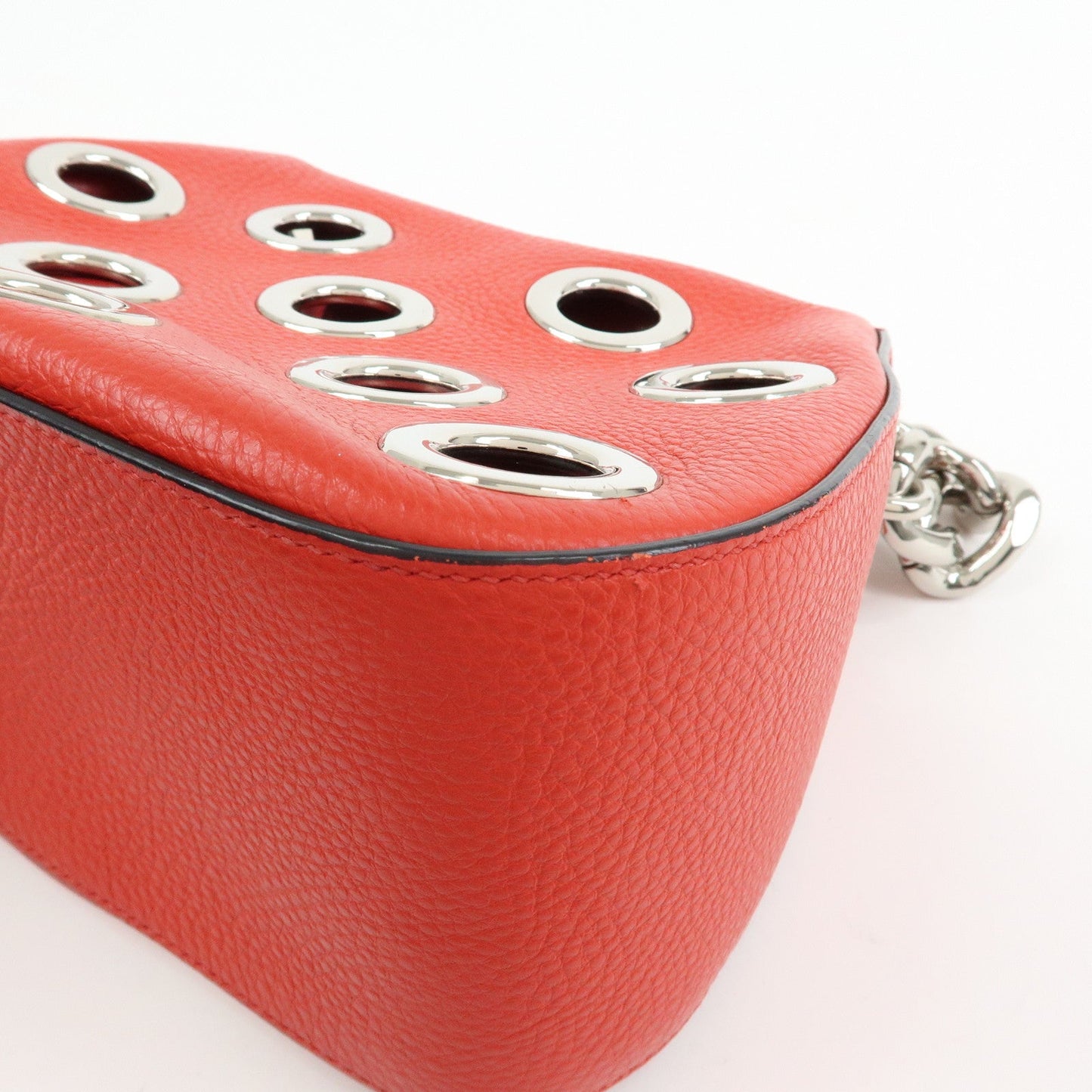 Prada Grommet Leather Chain Shoulder Bag Hand Bag Red【Pre-order】