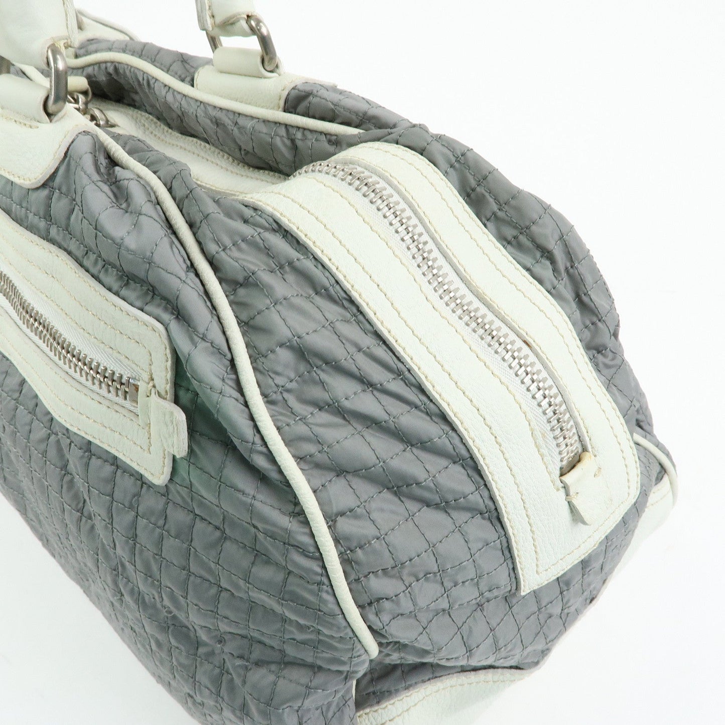 Prada Sports Nylon Leather Boston Bag Hand Bag Gray Irvory【Pre-order】