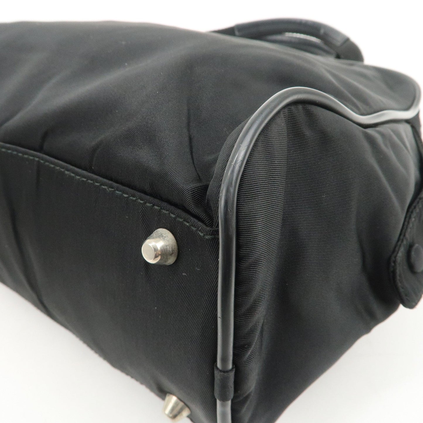 Prada Triangle Logo Nylon Leather Hand Bag Boston Bag Black【Pre-order】