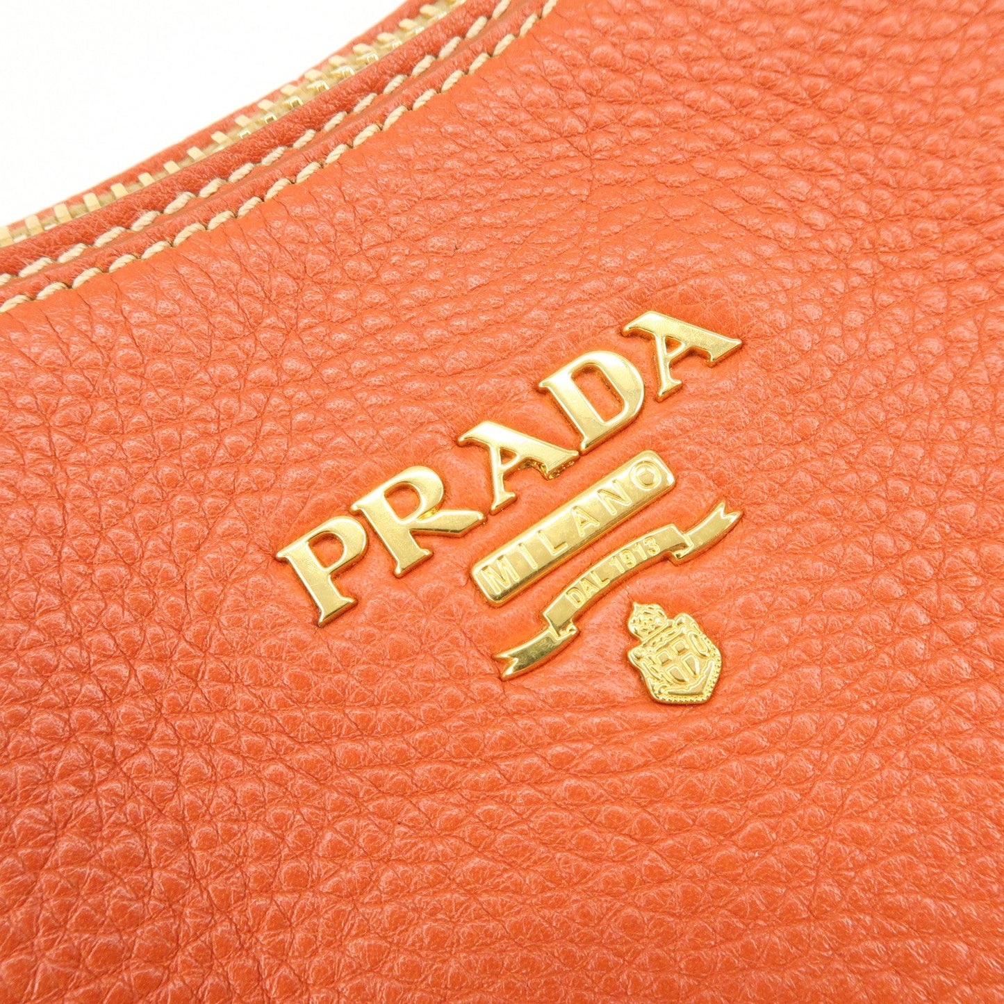 Prada Logo Leather 2Way Bag Hand Bag Shoulder Bag Orange【Pre-order】
