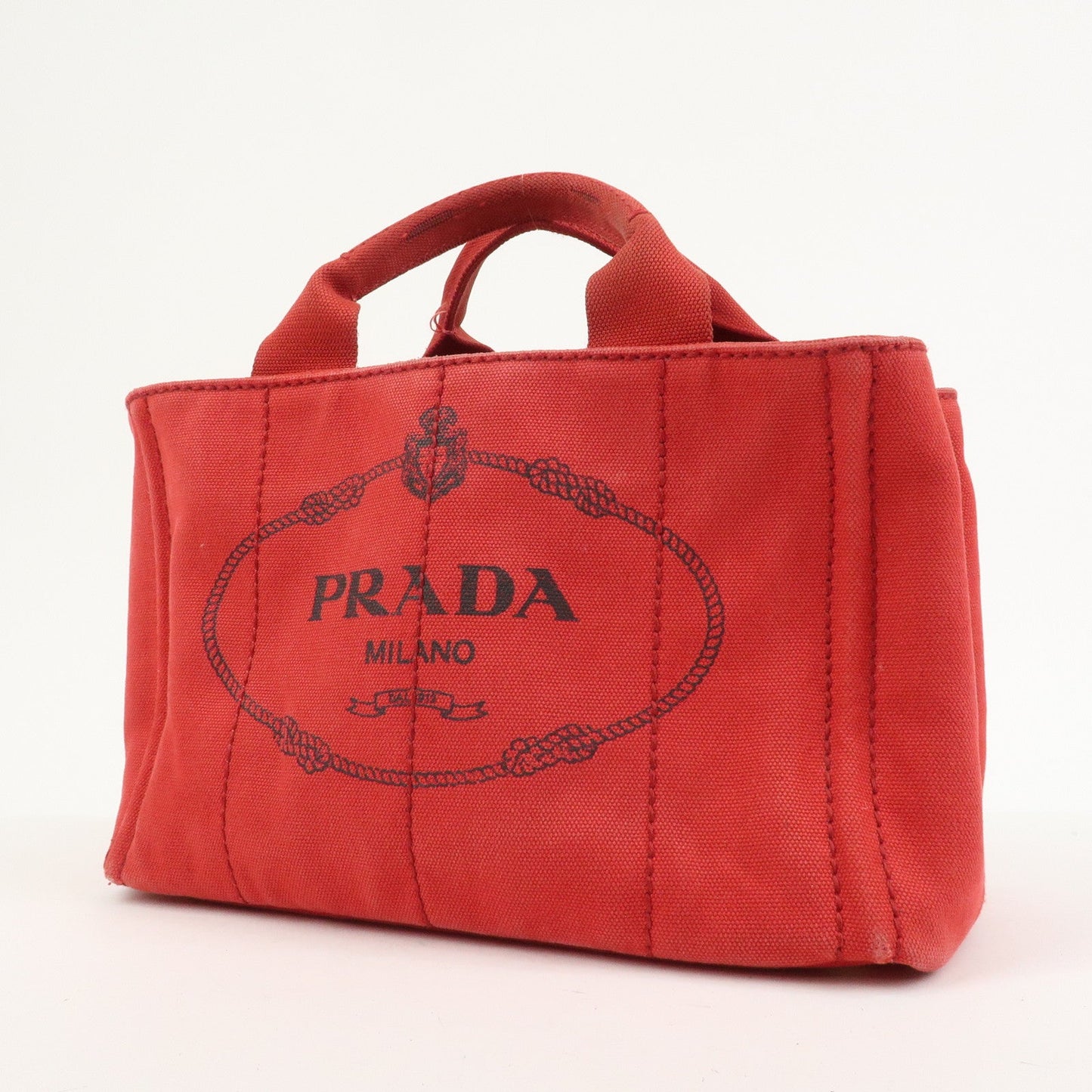 Prada Logo Canapa Mini Canvas Hand Bag Tote Bag Red BN2439【Pre-order】