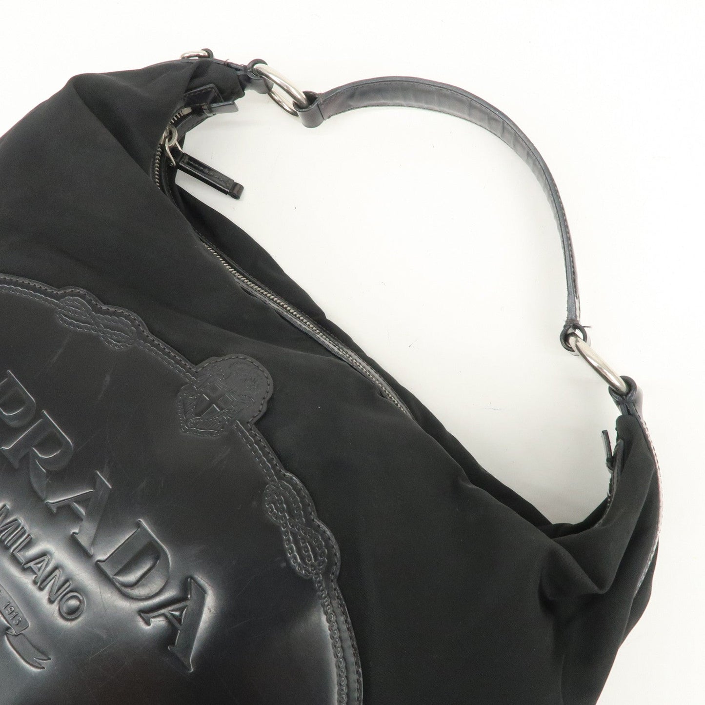 Prada Logo Nylon Leather Shoulder Bag Hand Bag Black BR3287【Pre-order】