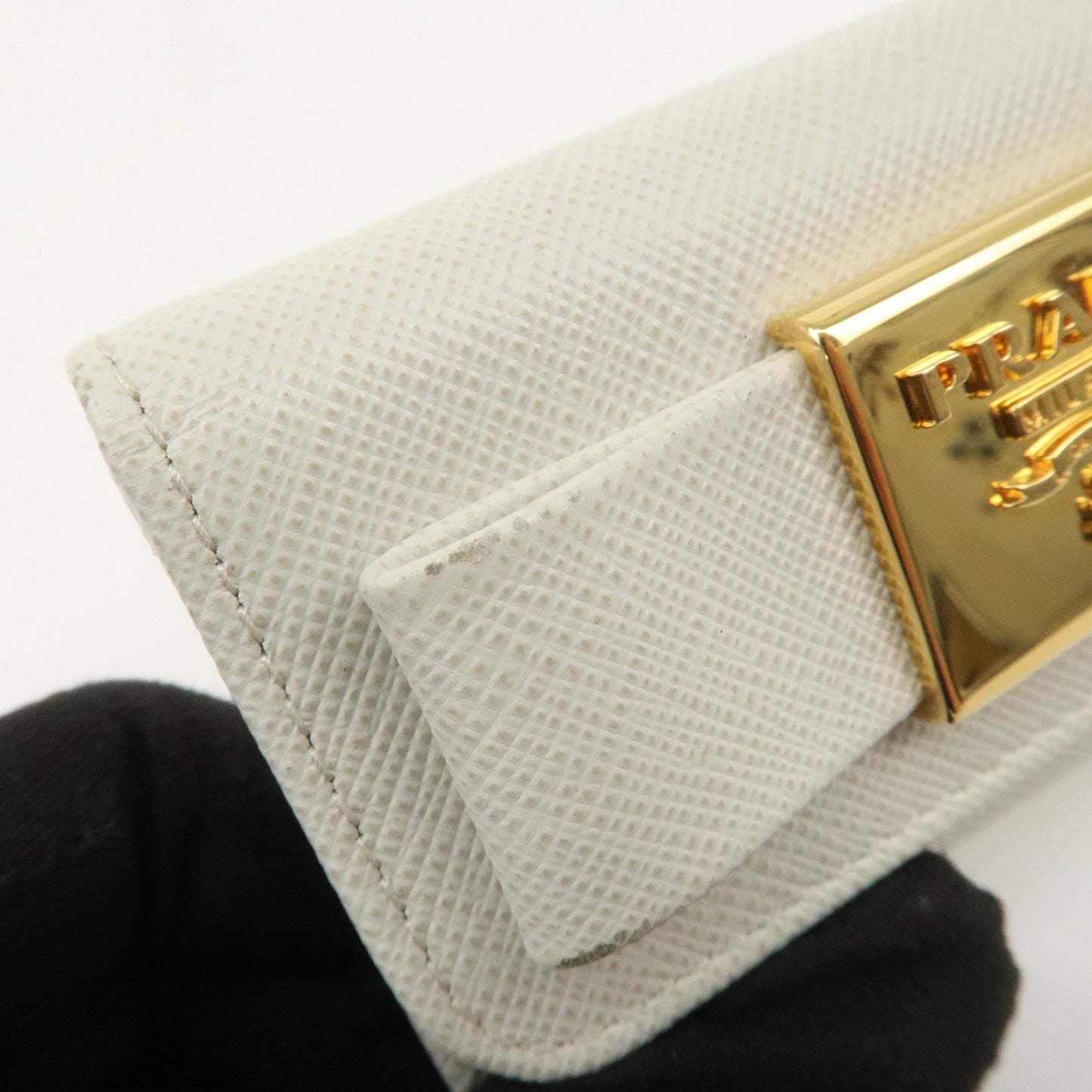 Prada Ribbon Saffiano Leather Key Case Key Holder White【Pre-order】