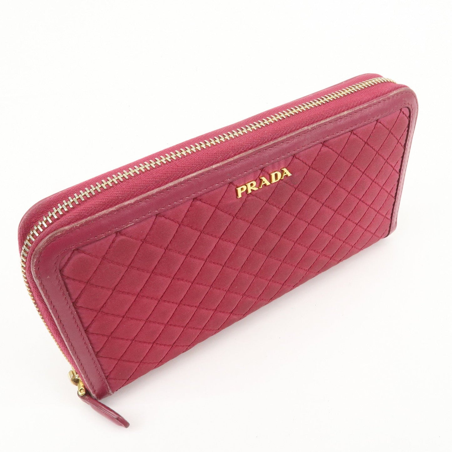 Prada Nylon Leather Round Zippy Wallet Long Wallet Pink【Pre-order】