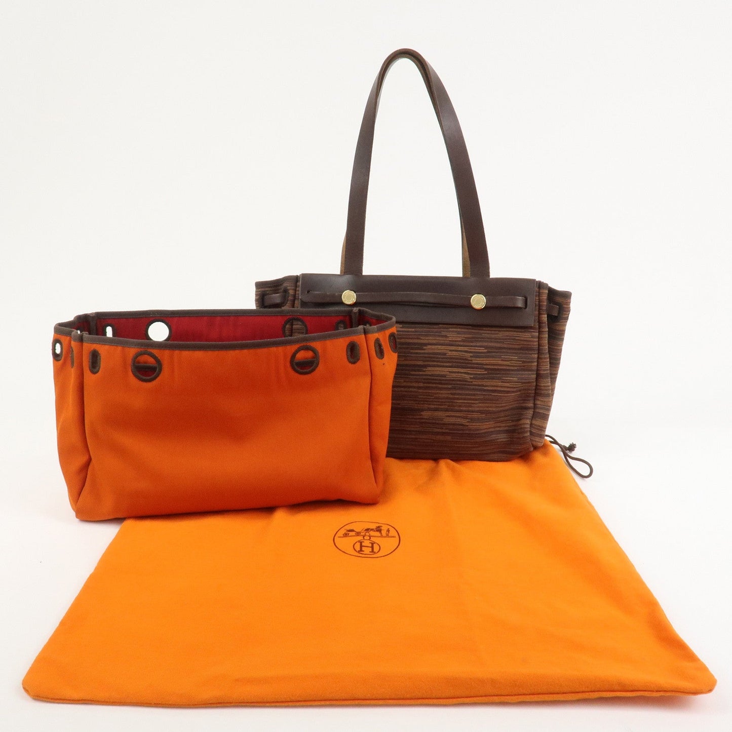 Hermes Cabas PM Airline Toile Officier Leather Shoulder Bag【Pre-order】