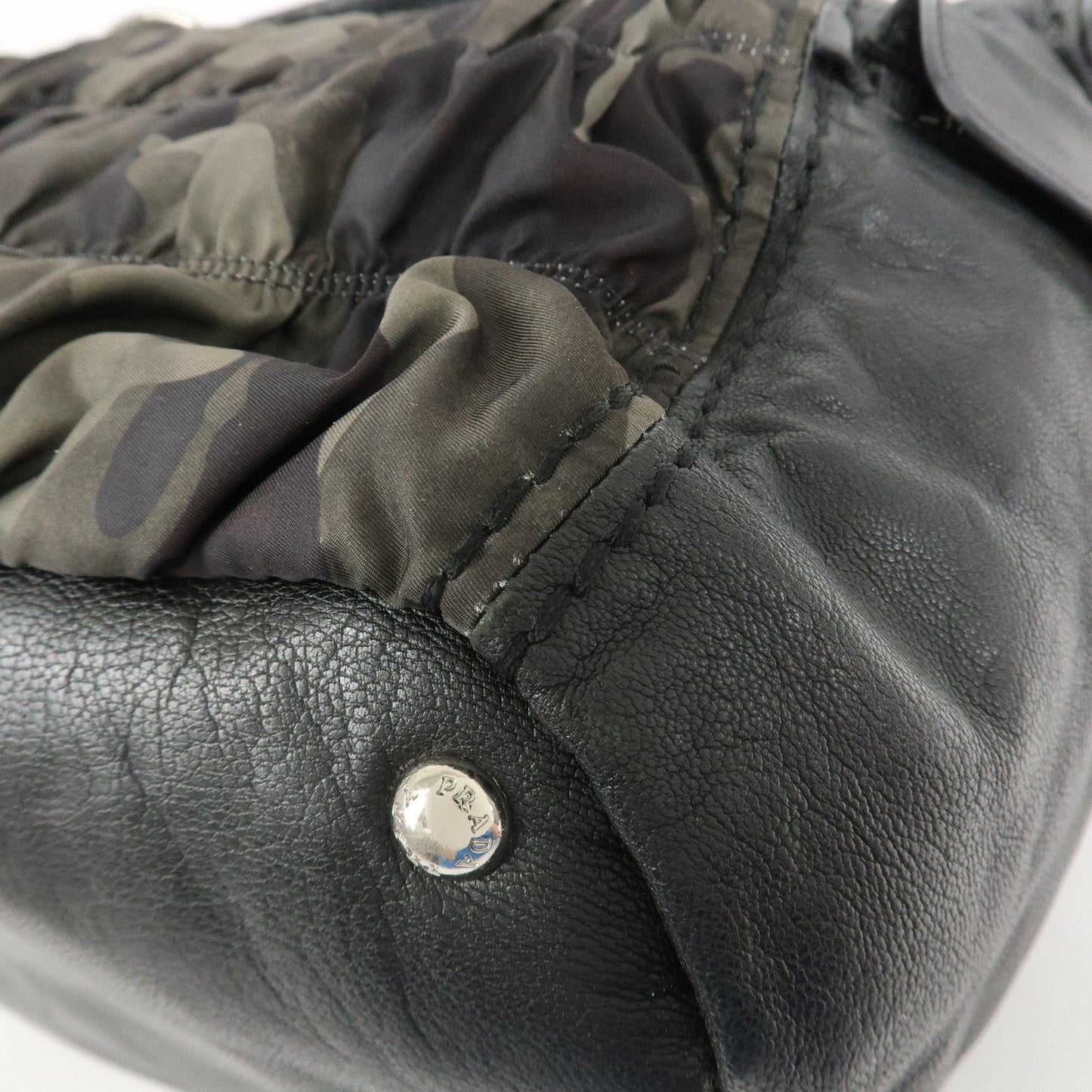 Prada Logo Nylon Leather Gathered 2Way Shoulder Hand Bag BN4586【Pre-order】