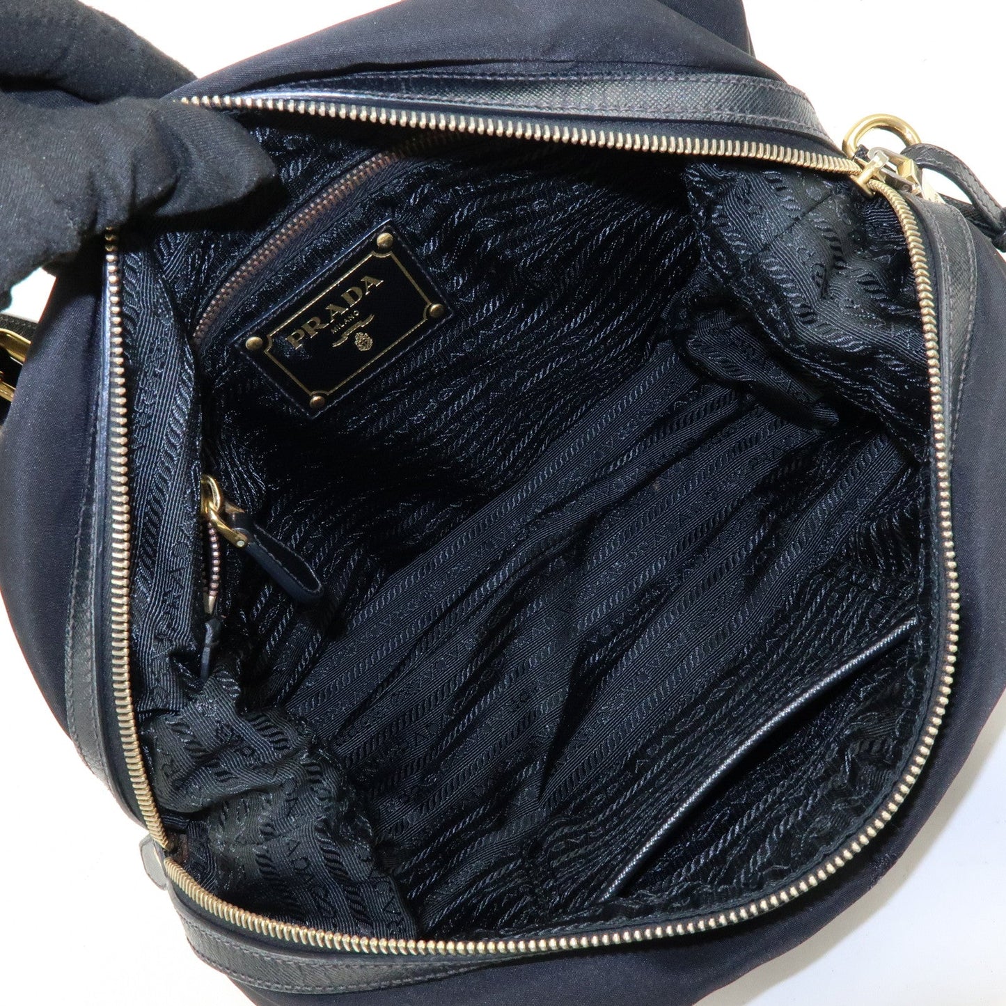 Prada Logo Nylon Leather Boston Bag Shoulder Bag Black BL0600【Pre-order】