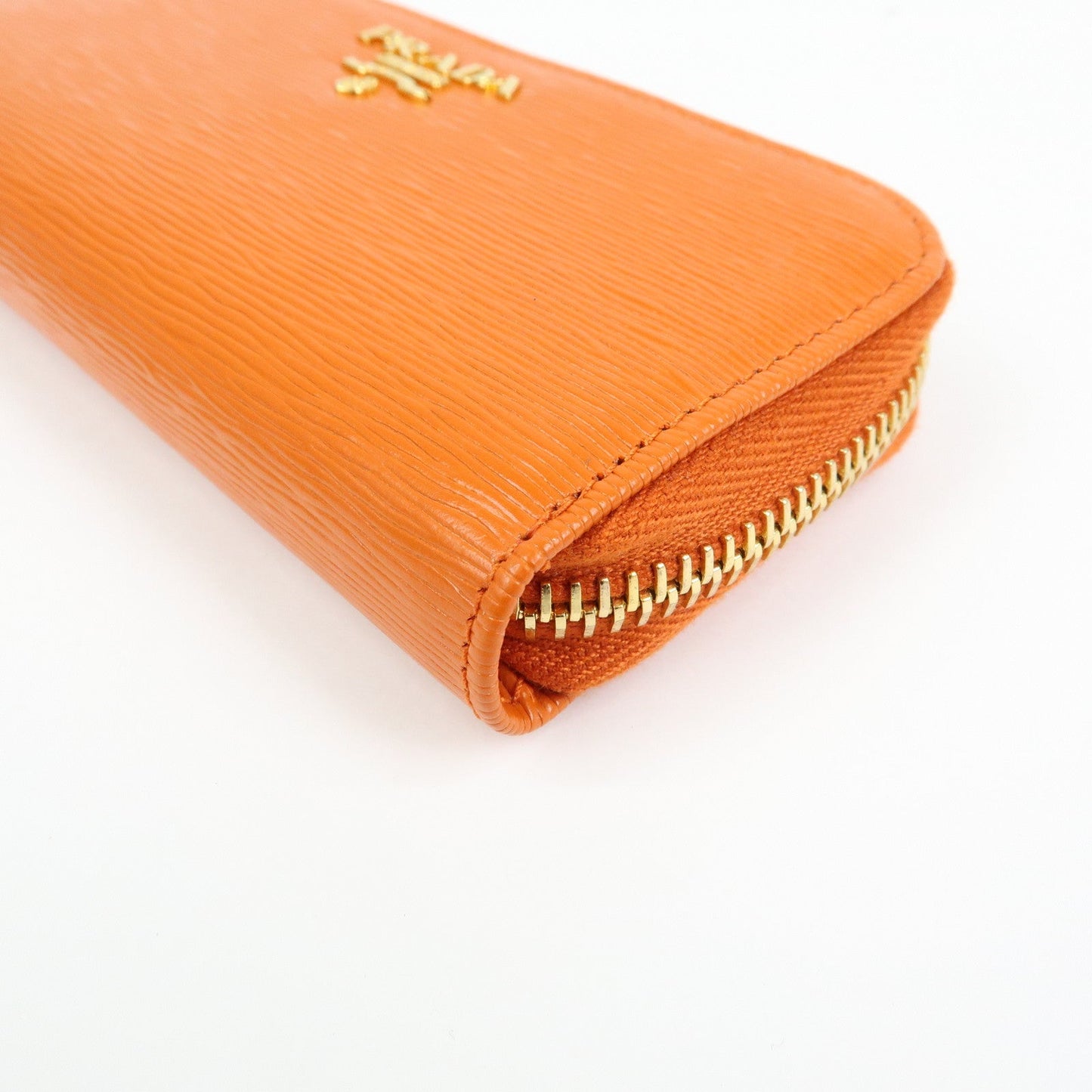 Prada Saffiano Leather Round Zippy 6 Rings Key Case Orange 1PG604【Pre-order】