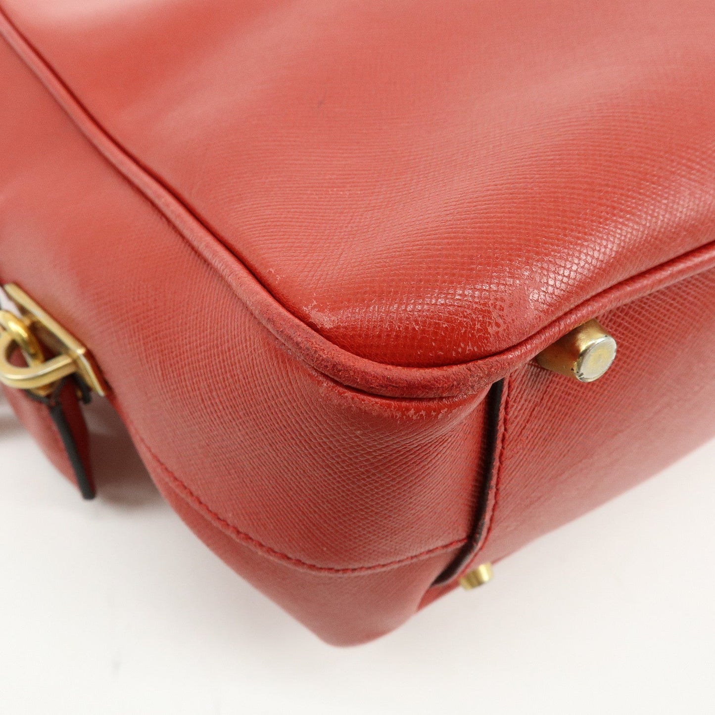 Prada Triangle Logo Saffiano Leather Shoulder Bag Hand Bag Red【Pre-order】
