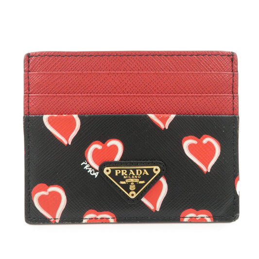 Prada Saffiano Leather Heart Card Case Black Red White 1MC025【Pre-order】