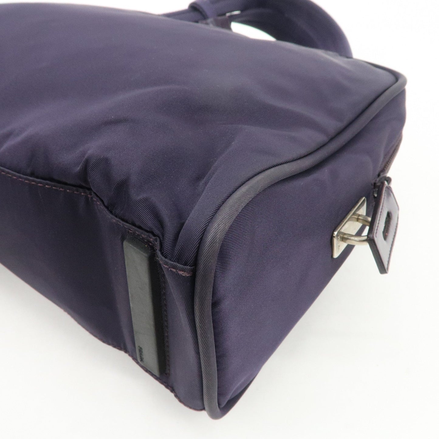 Prada Triangle Logo Leather Nylon Hand Bag Purple B8495【Pre-order】
