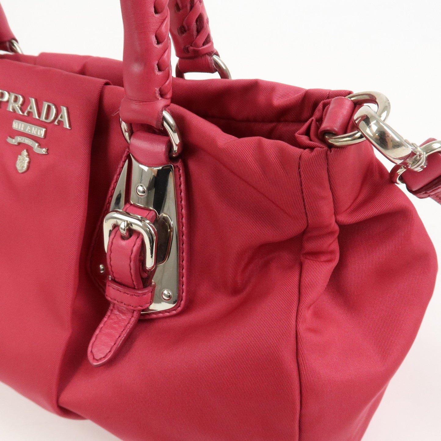 Prada Logo Nylon Leather 2Way Bag Hand Bag Shoulder Bag Pink【Pre-order】
