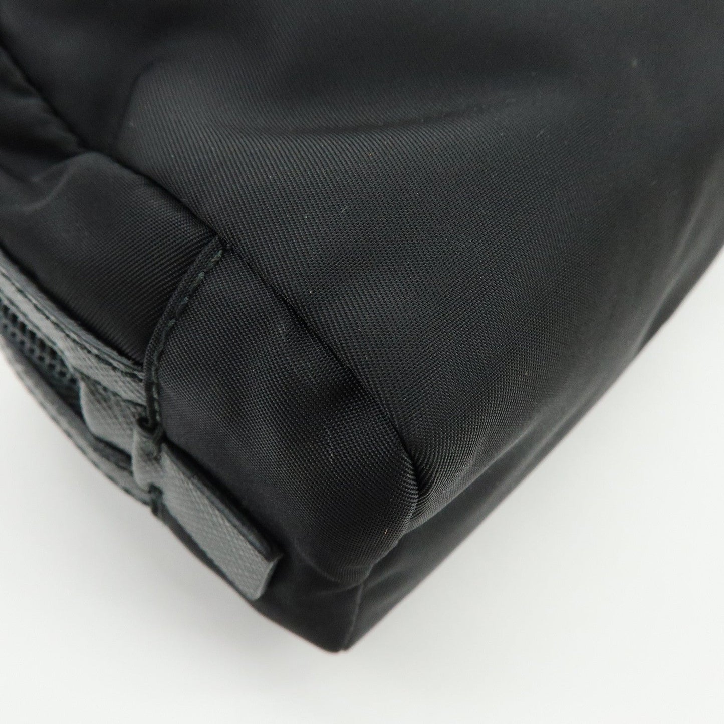 Prada Triangle Logo Nylon Saffiano Leather Pouch Black【Pre-order】