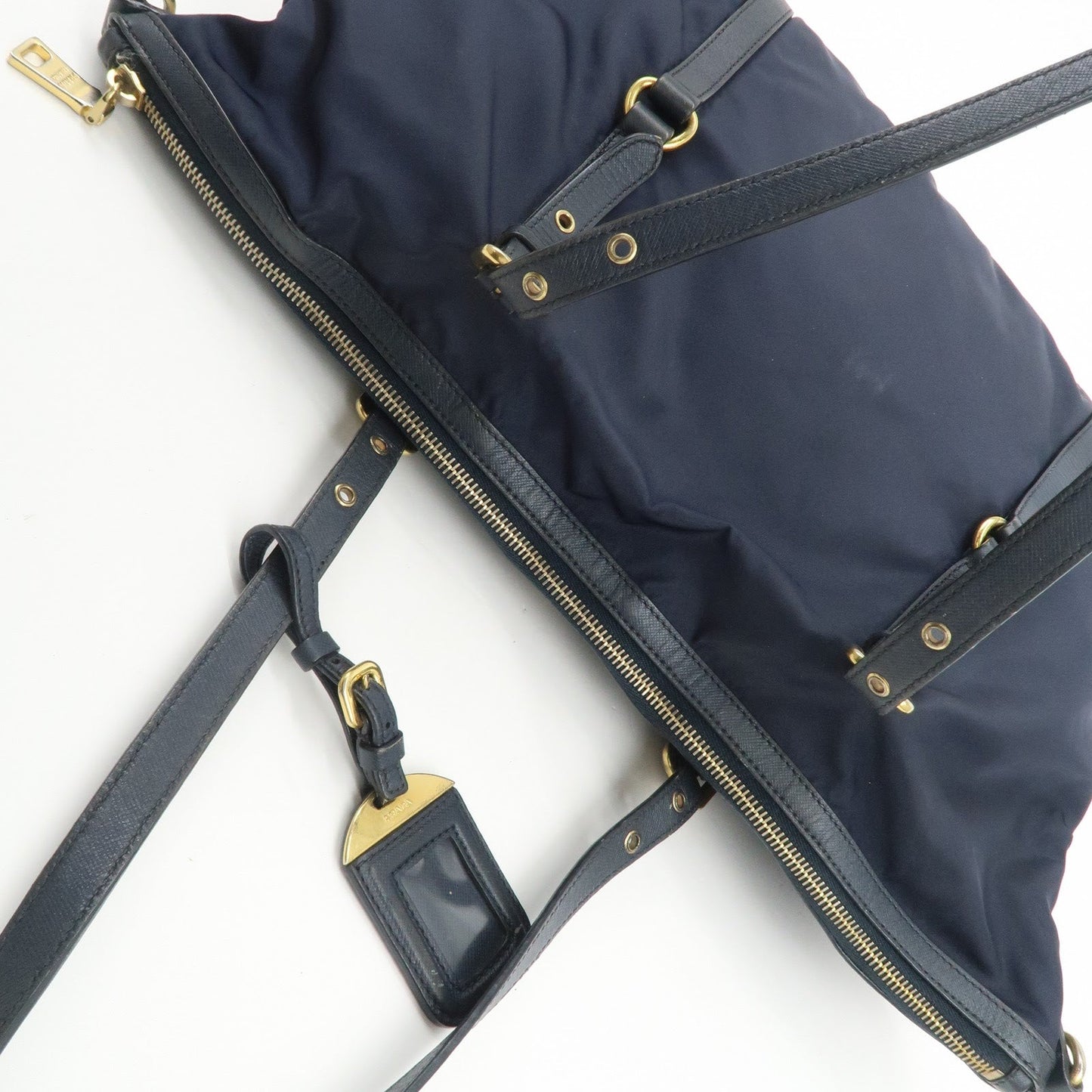 Prada Nylon Saffiano Leather Shoulder Bag Tote Bag Navy【Pre-order】