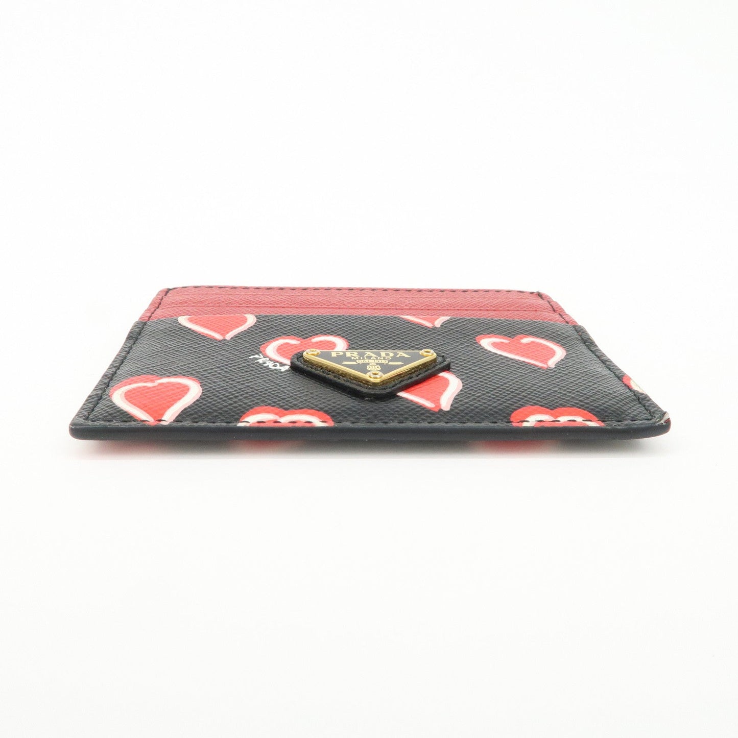 Prada Saffiano Leather Heart Card Case Black Red White 1MC025【Pre-order】
