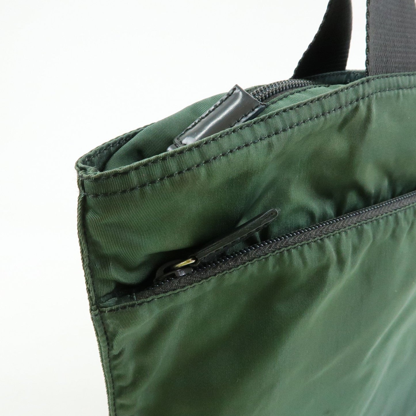 Prada Triangle Logo Nylon Leather Tote Bag Hand Bag Moss Green【Pre-order】