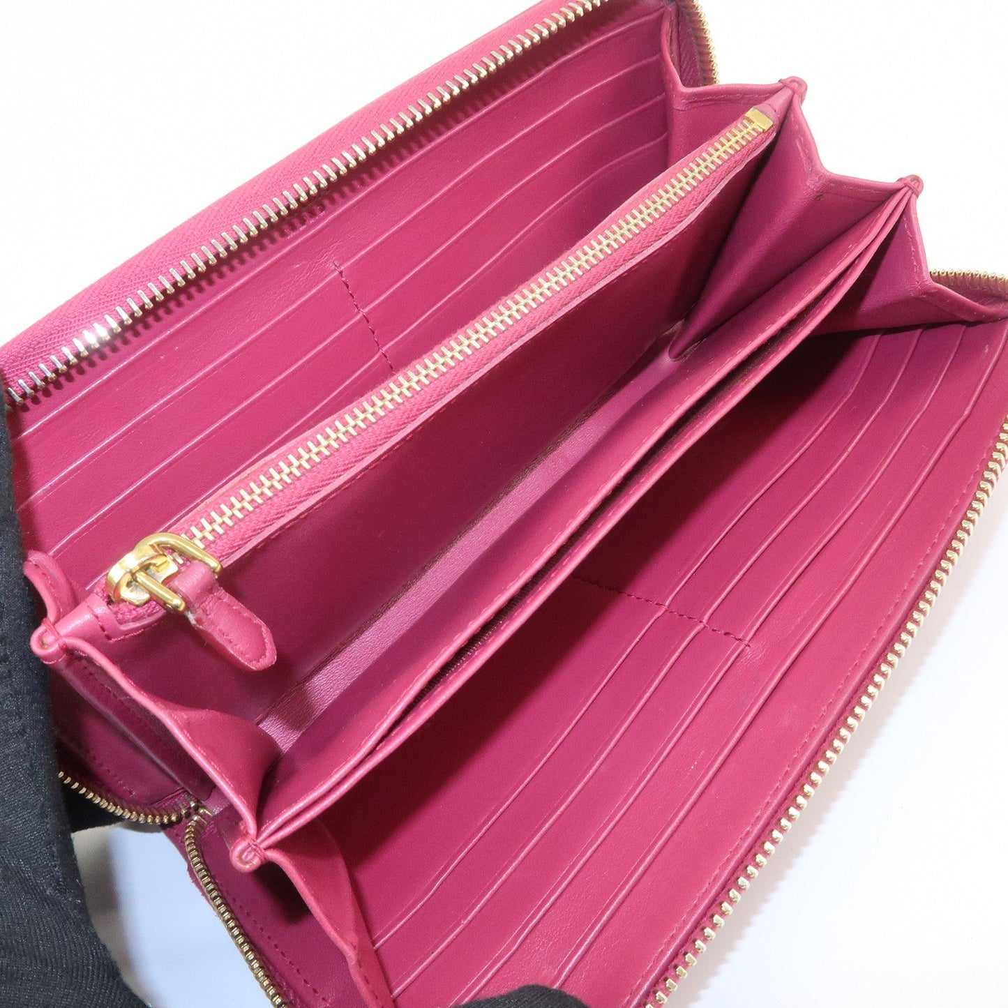 Prada Nylon Leather Round Zippy Wallet Long Wallet Pink【Pre-order】