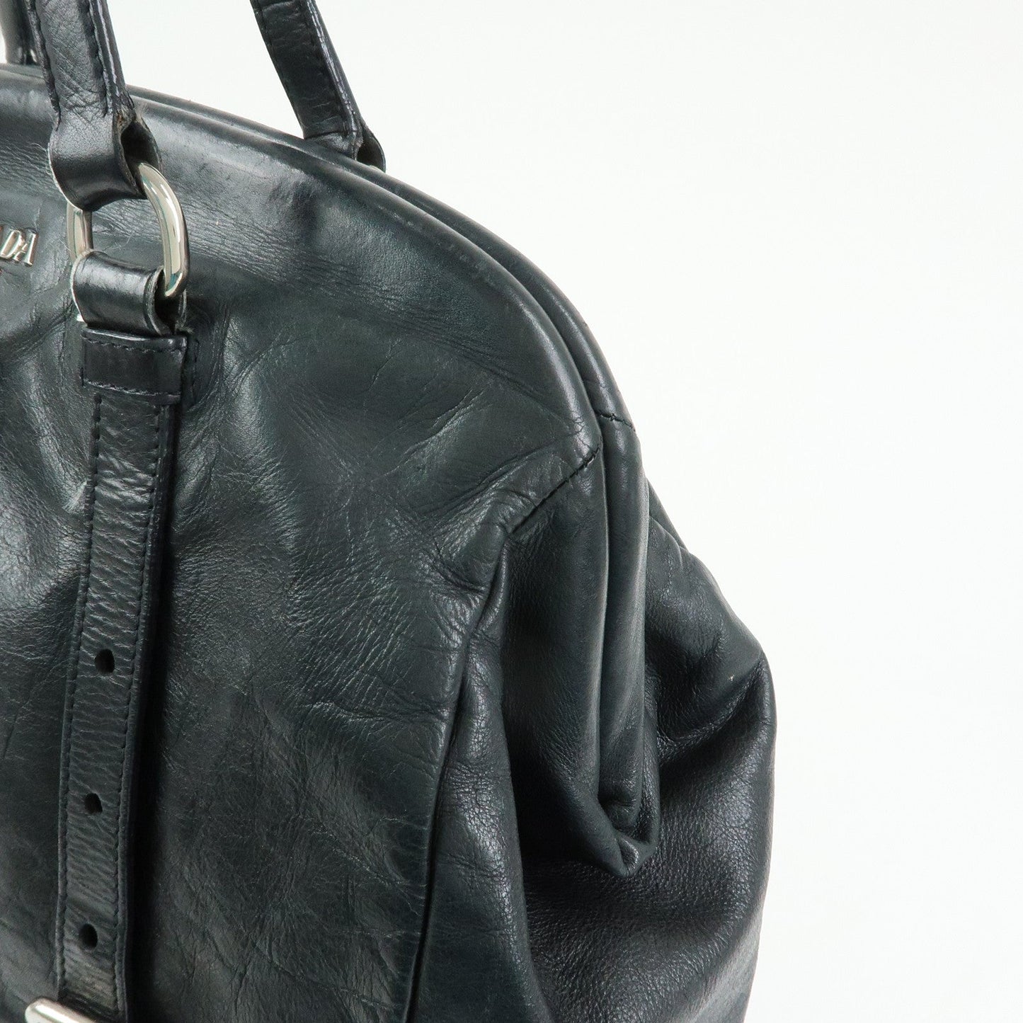 Prada Logo Leather Shoulder Bag Tote Bag Black Silver【Pre-order】