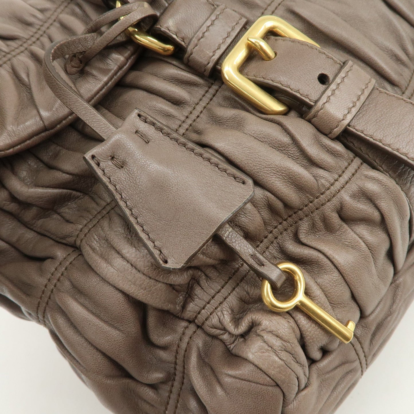 Prada Logo Nappa Gaufre Leather Shoulder Bag Greige BR4443【Pre-order】