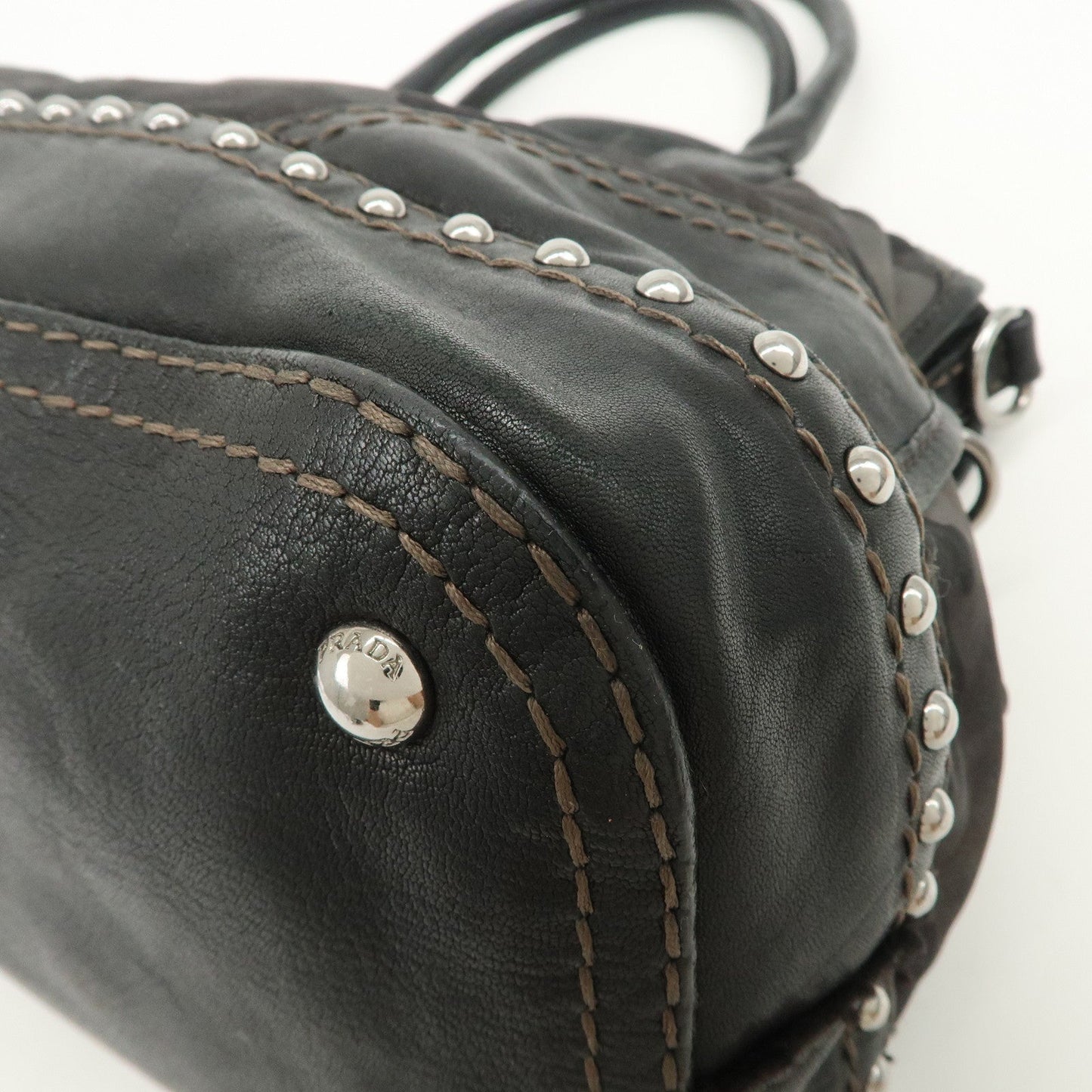 Prada Nylon Leather 2Way Hand Shoulder Bag Black Camouflage BL0688【Pre-order】