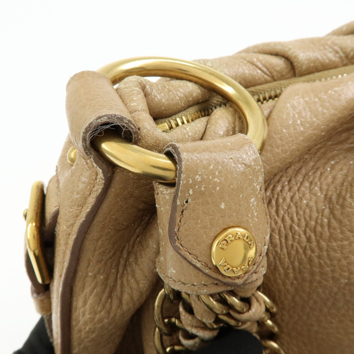 Prada Logo Leather Chain One Shoulder Bag Light Brown BR4243【Pre-order】