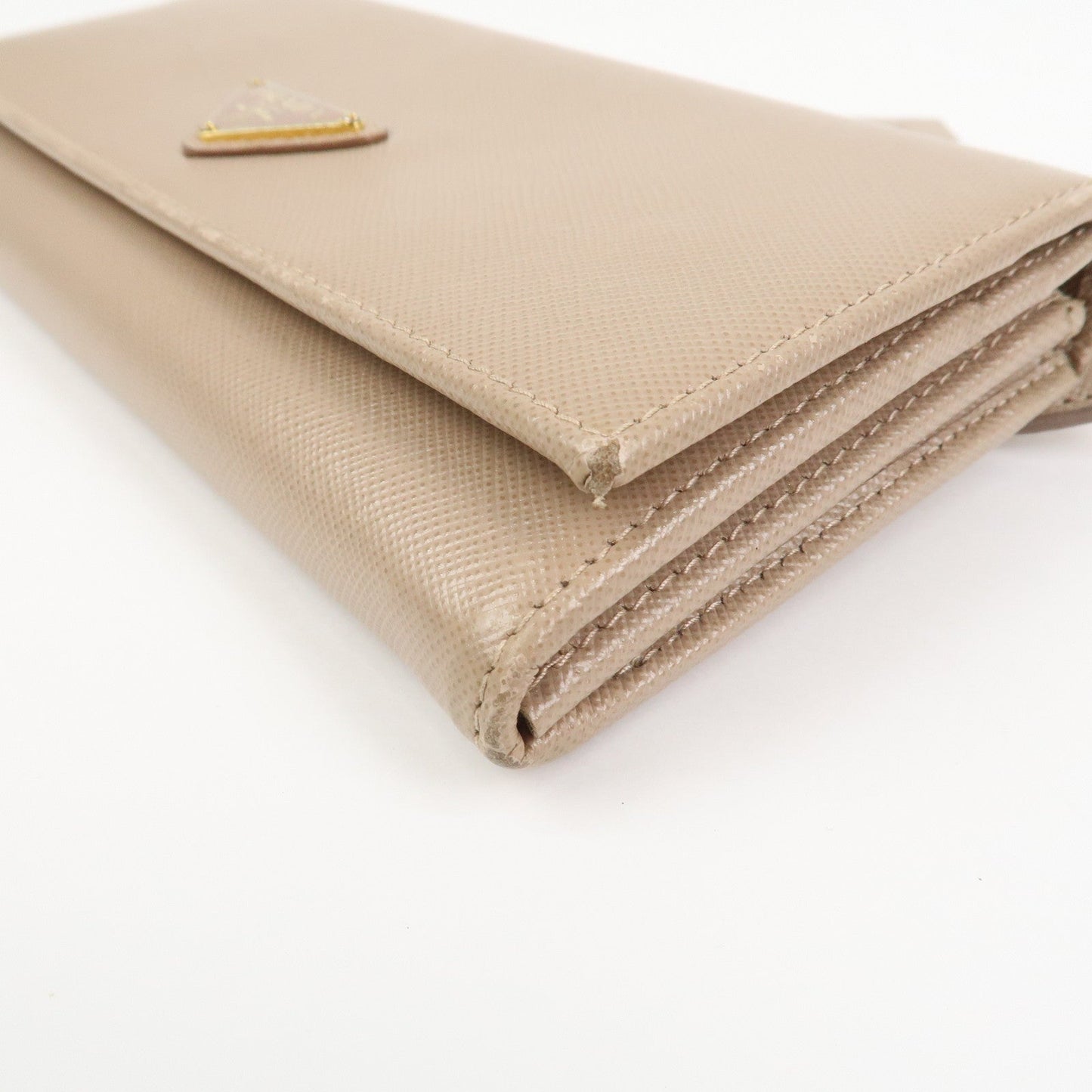 Prada Triangle Logo Saffiano Leather Long Wallet Beige 1MH132【Pre-order】
