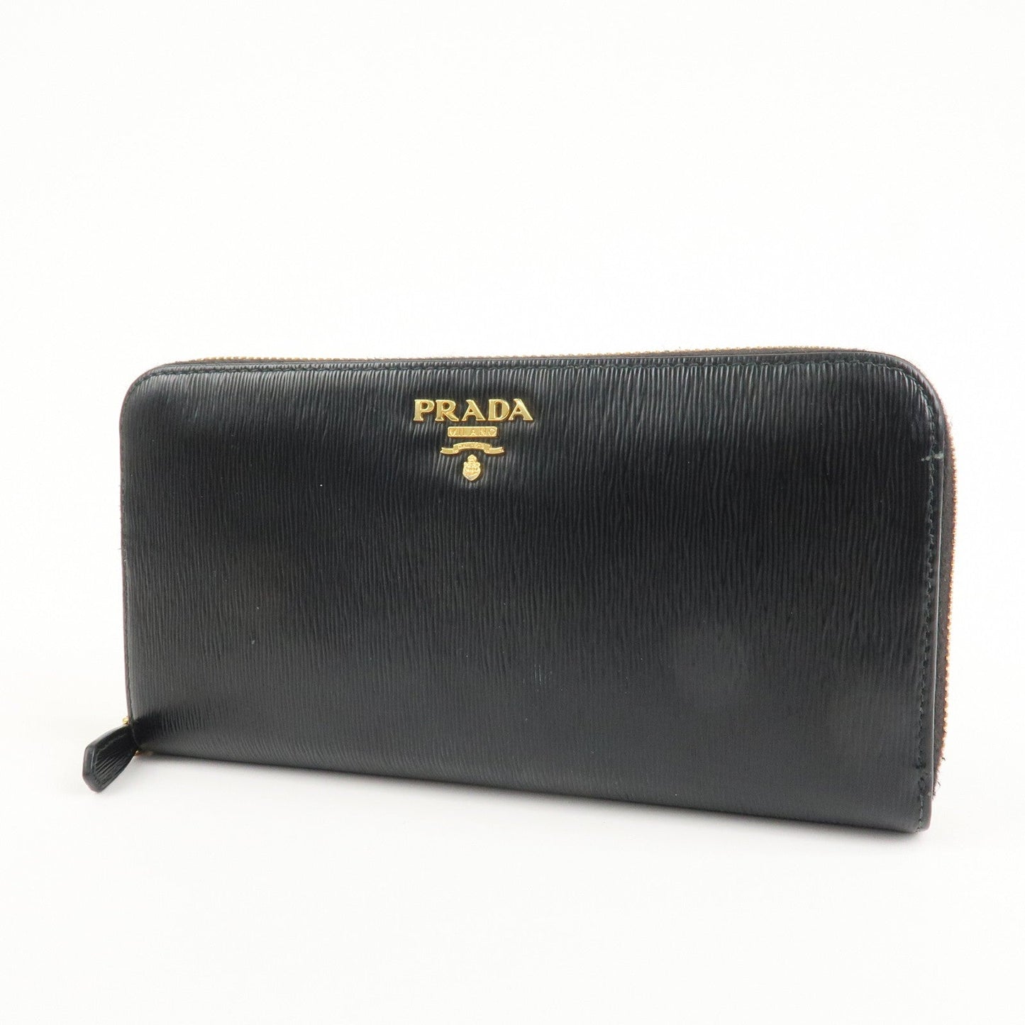 Prada Vitello Move Leather Round Zippy Wallet Black 1ML506 Used【Pre-order】