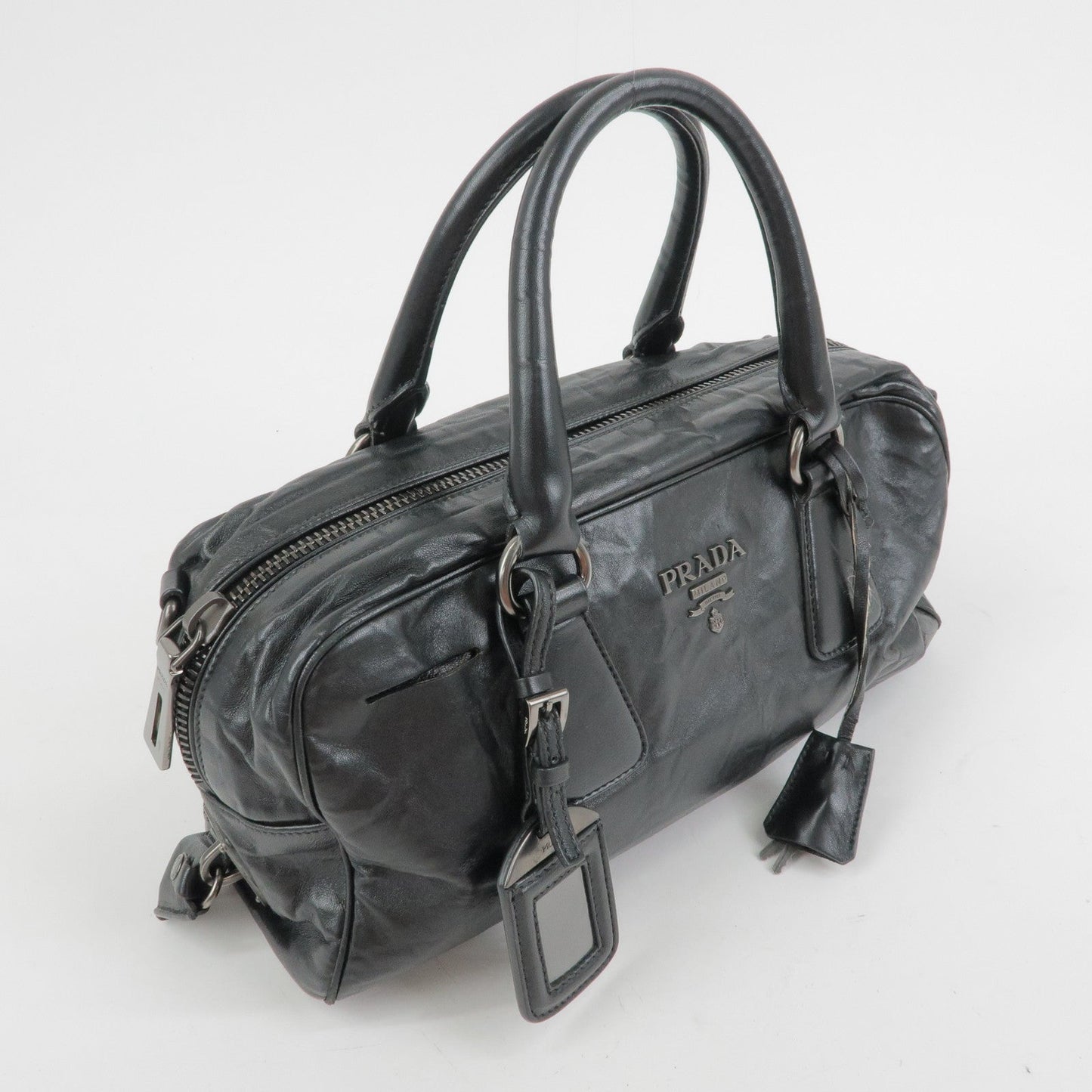 Prada Leather Boston Bag Hand Bag Black BL0758【Pre-order】