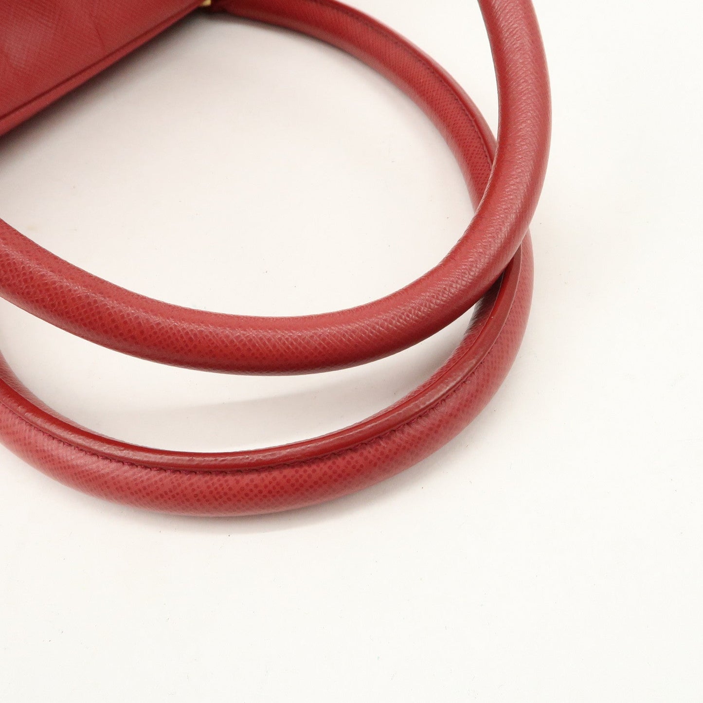 Prada Triangle Logo Saffiano Leather Boston Bag Hand Bag Red BL0095 Used【Pre-order】
