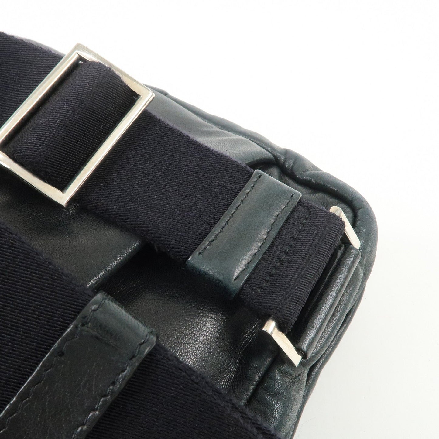 Prada Triangle Logo Lamb Skin Canvas Shoulder Crossbody Bag Black【Pre-order】
