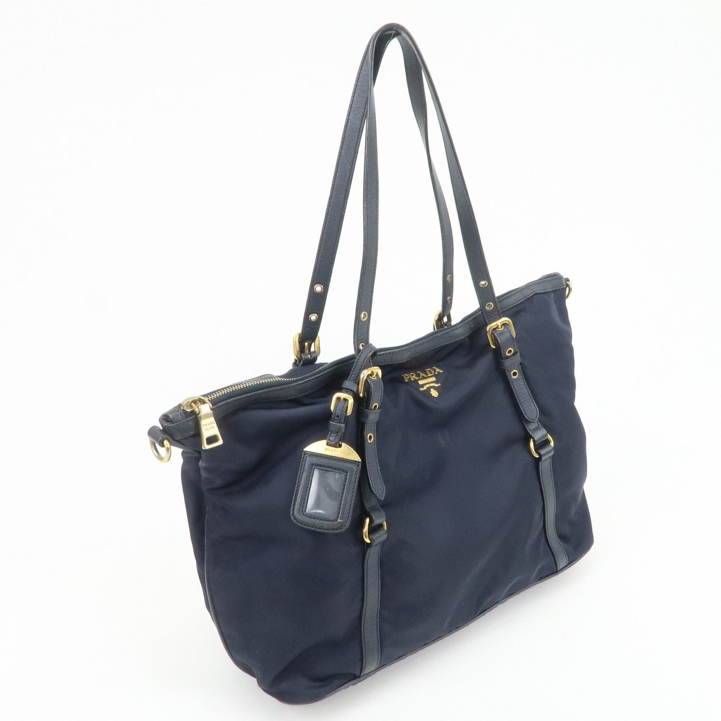 Prada Nylon Saffiano Leather Shoulder Bag Tote Bag Navy【Pre-order】